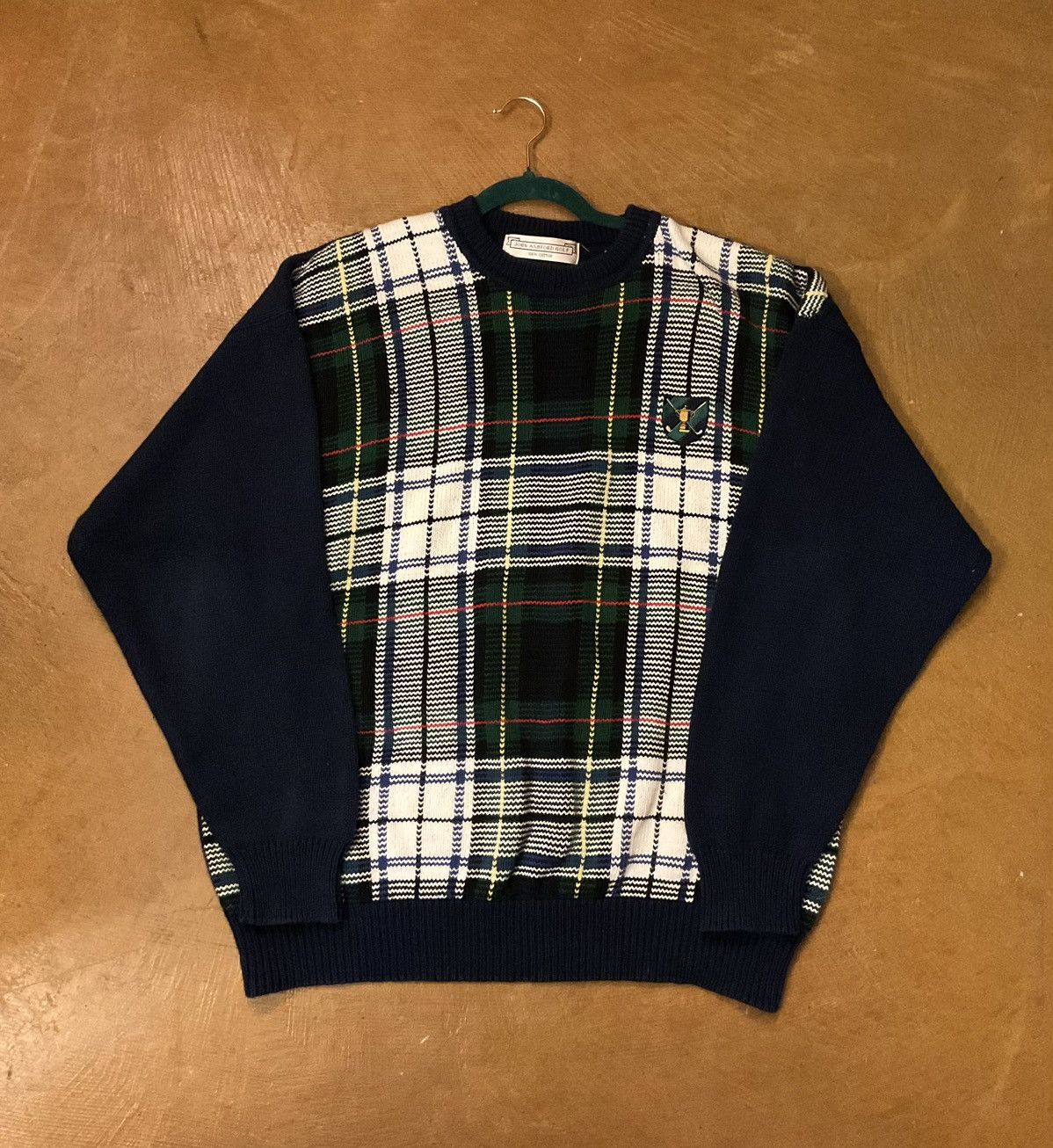 John Ashford John Ashford Men's Blue and Green Plaid Crewneck Sweater Size US XL / EU 56 / 4 - 1 Thumbnail