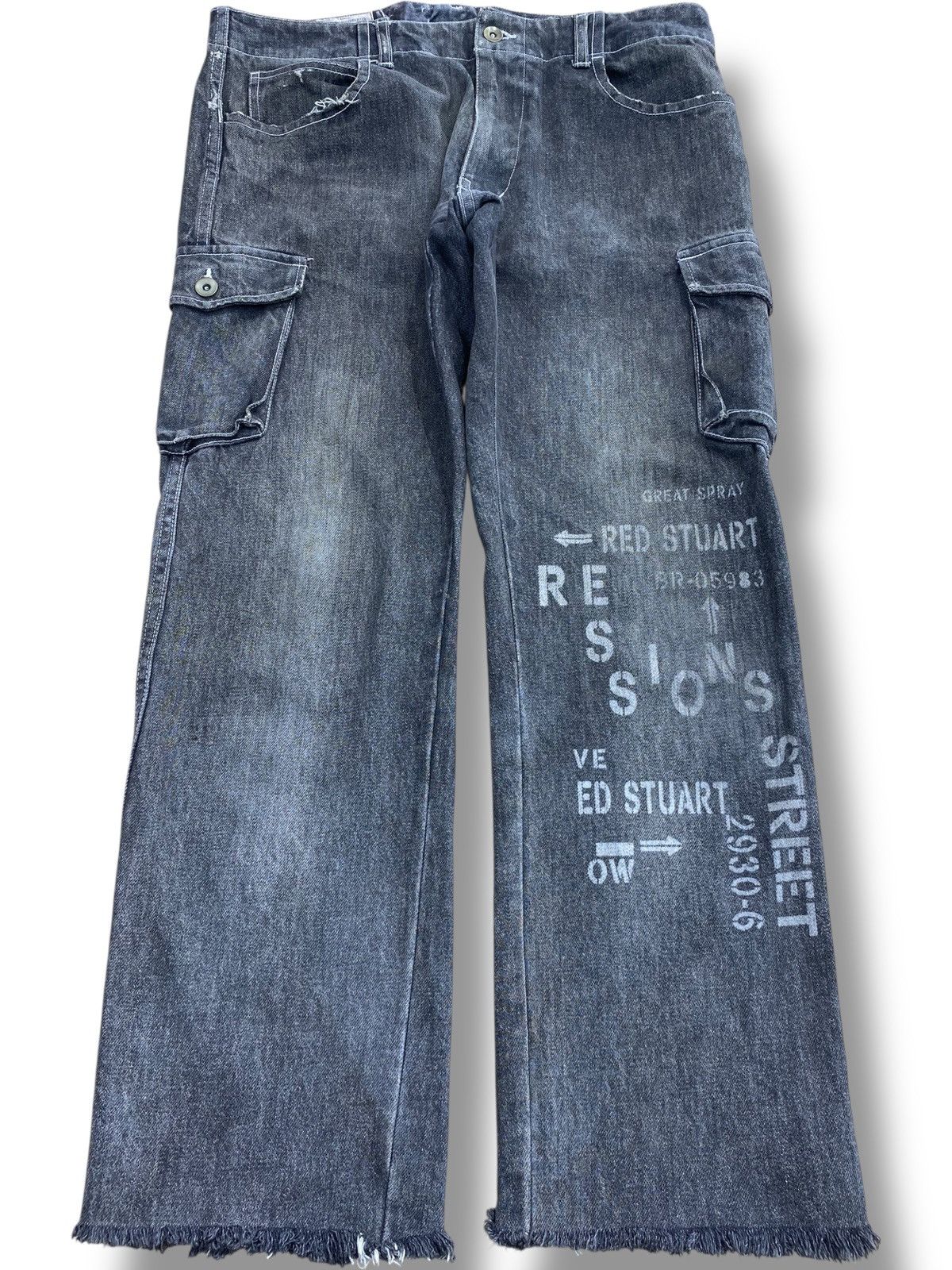 Japanese Brand Japanese Brand Cargo Style Painted Jeans Size US 35 - 1 Thumbnail