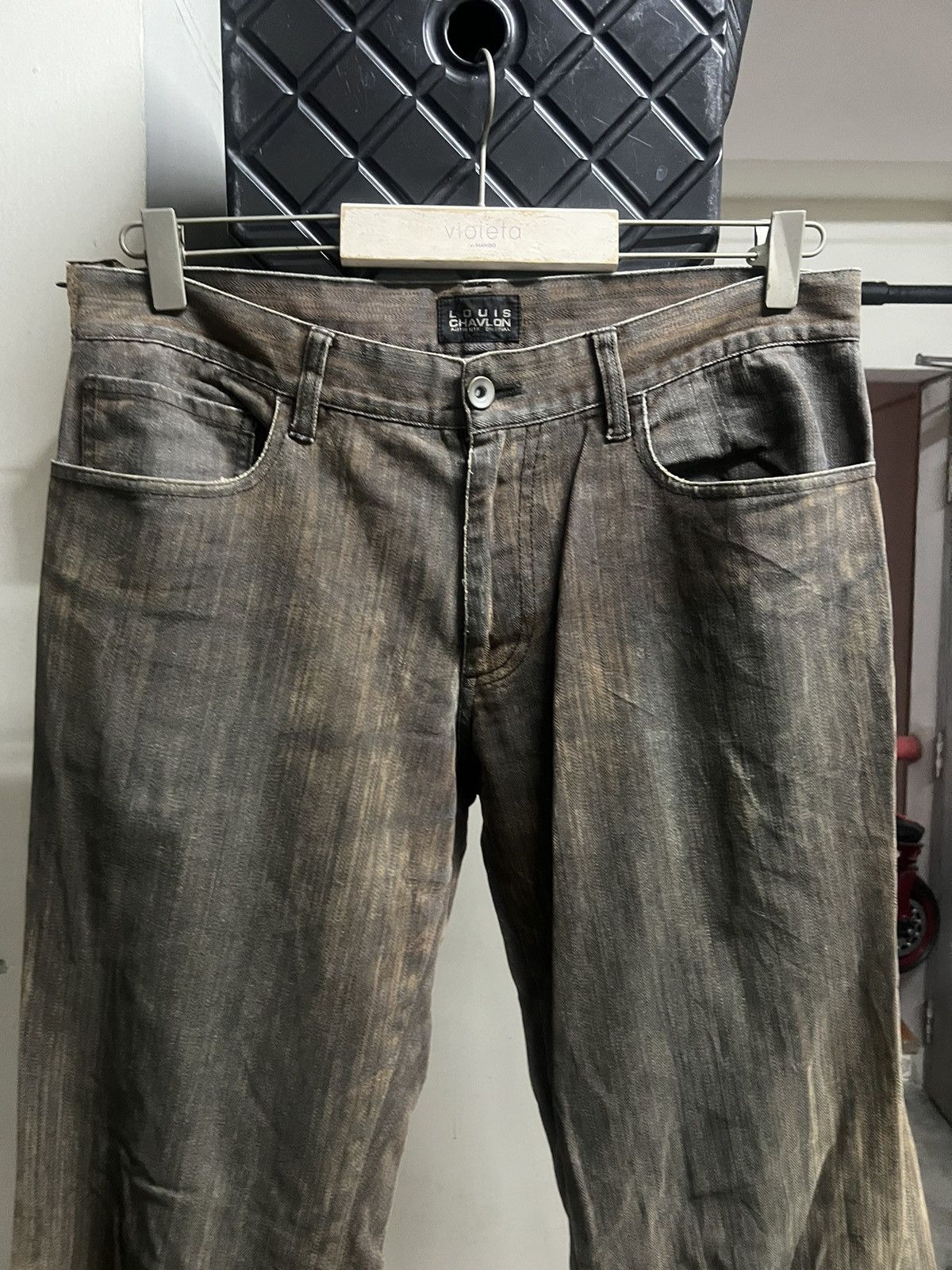 Hysteric Glamour × Japanese Brand × Vintage FLARED🔥THRASHED LOUIS CHAVLON DENIM PANT Size US 32 / EU 48 - 4 Thumbnail