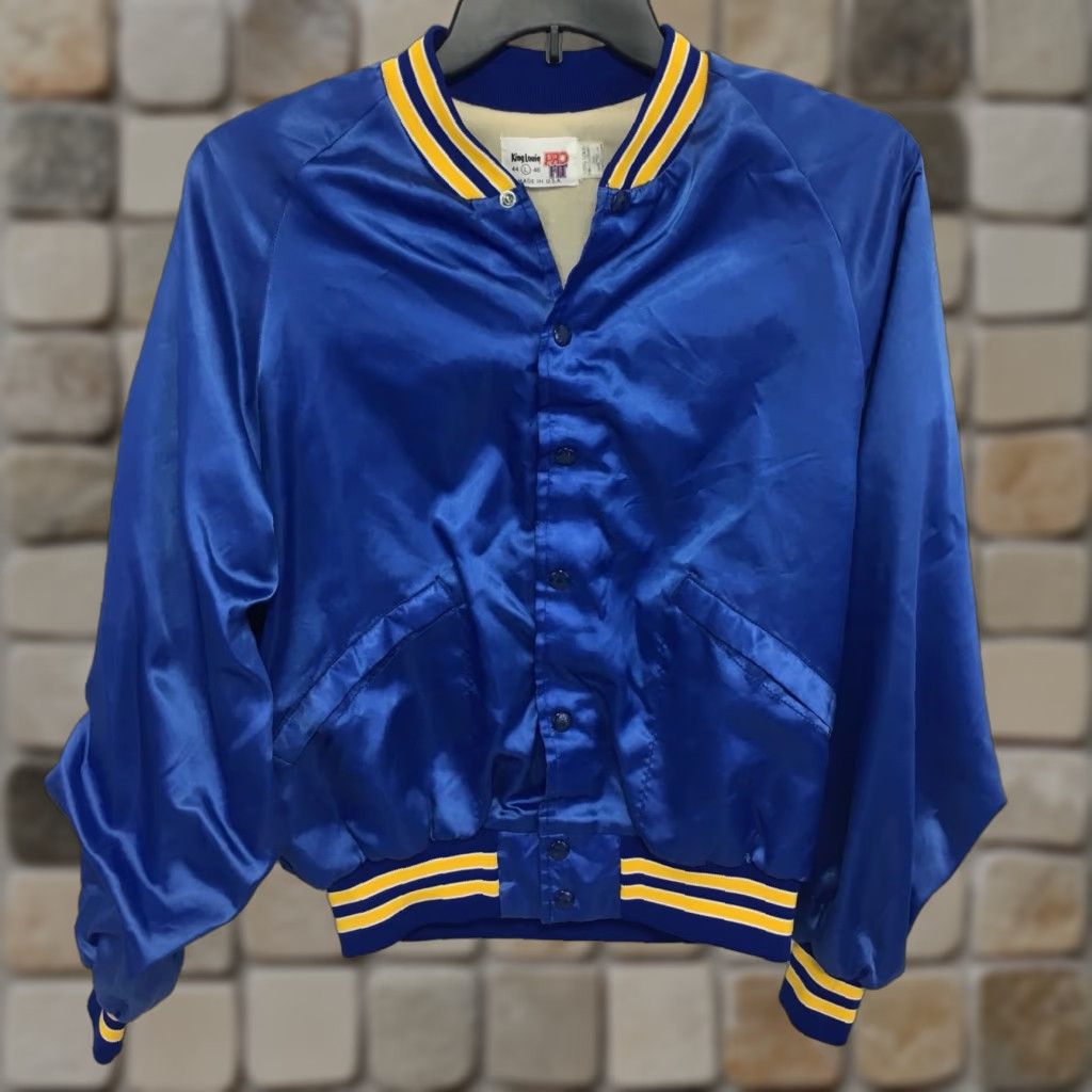 Vintage VINTAGE King Louie Jacket Men Flight/Bomber Nylon Blue Zip USA 80s 90s Casual Large - King Louie Size US L / EU 52-54 / 3 - 1 Thumbnail