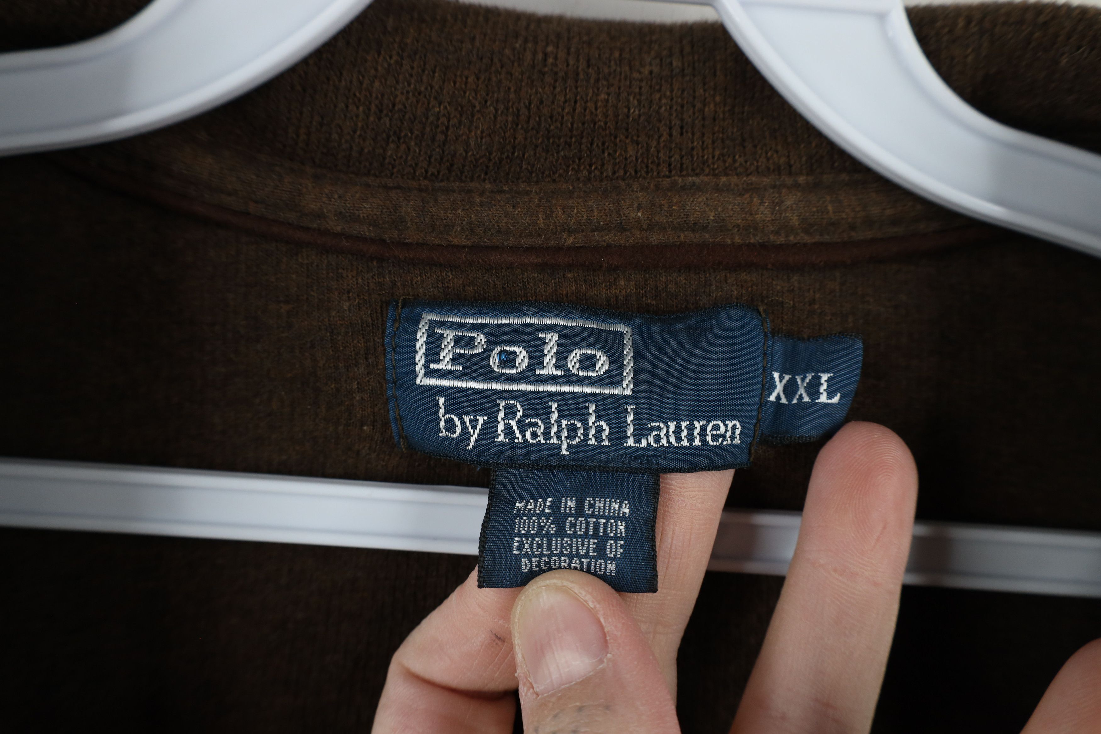 Ralph Lauren × Vintage Vintage 90s Ralph Lauren Ribbed Knit Half Zip Sweater Brown Size US XXL / EU 58 / 5 - 5 Thumbnail