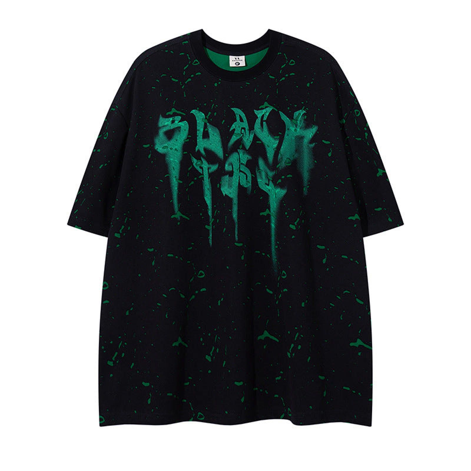 Japanese Brand Graffiti Black Oversized Graphic T-Shirt, Splatter Print Tee Size US M / EU 48-50 / 2 - 3 Thumbnail