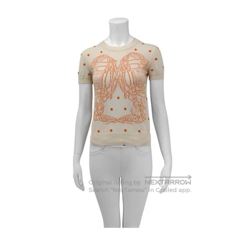 Hermes Hermes Cashmere cotton jacquard short-sleeved knitwear Size XXS / US 00 / IT 34 - 1 Thumbnail