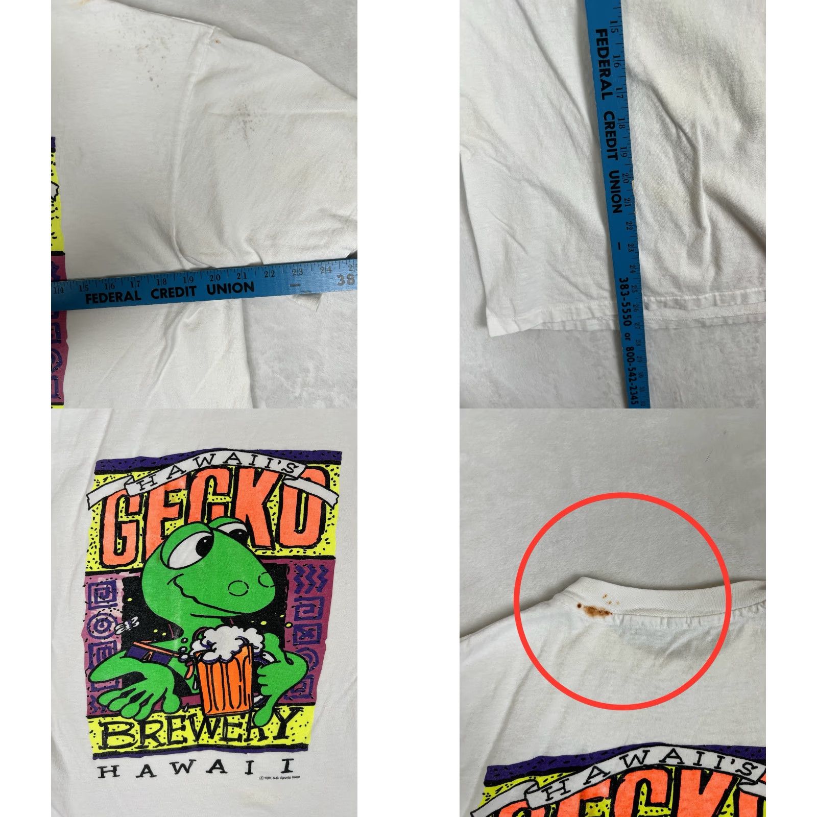 Vintage VINTAGE Gecko Brewery Hawaii T-Shirt Large Mens White 90s Beer Funny Stained Size US L / EU 52-54 / 3 - 8 Thumbnail