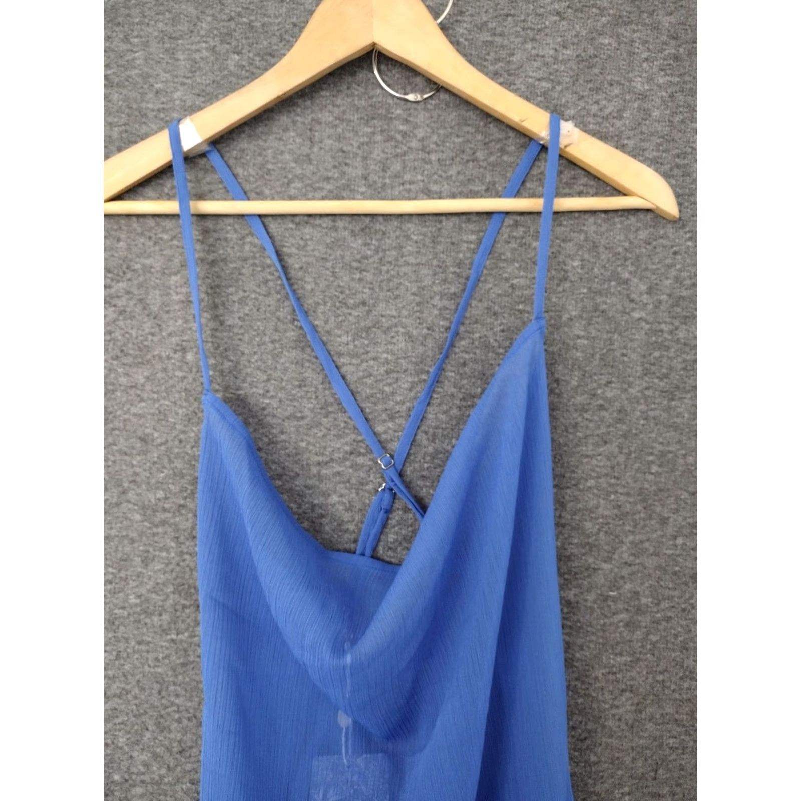 Swims Toluca Swim Women's Mini Dress Shirt Sleeveless Blue L Cowl Neck Sheer Knee Length Casual Beach Pattern Solid Size L / US 10 / IT 46 - 3 Thumbnail