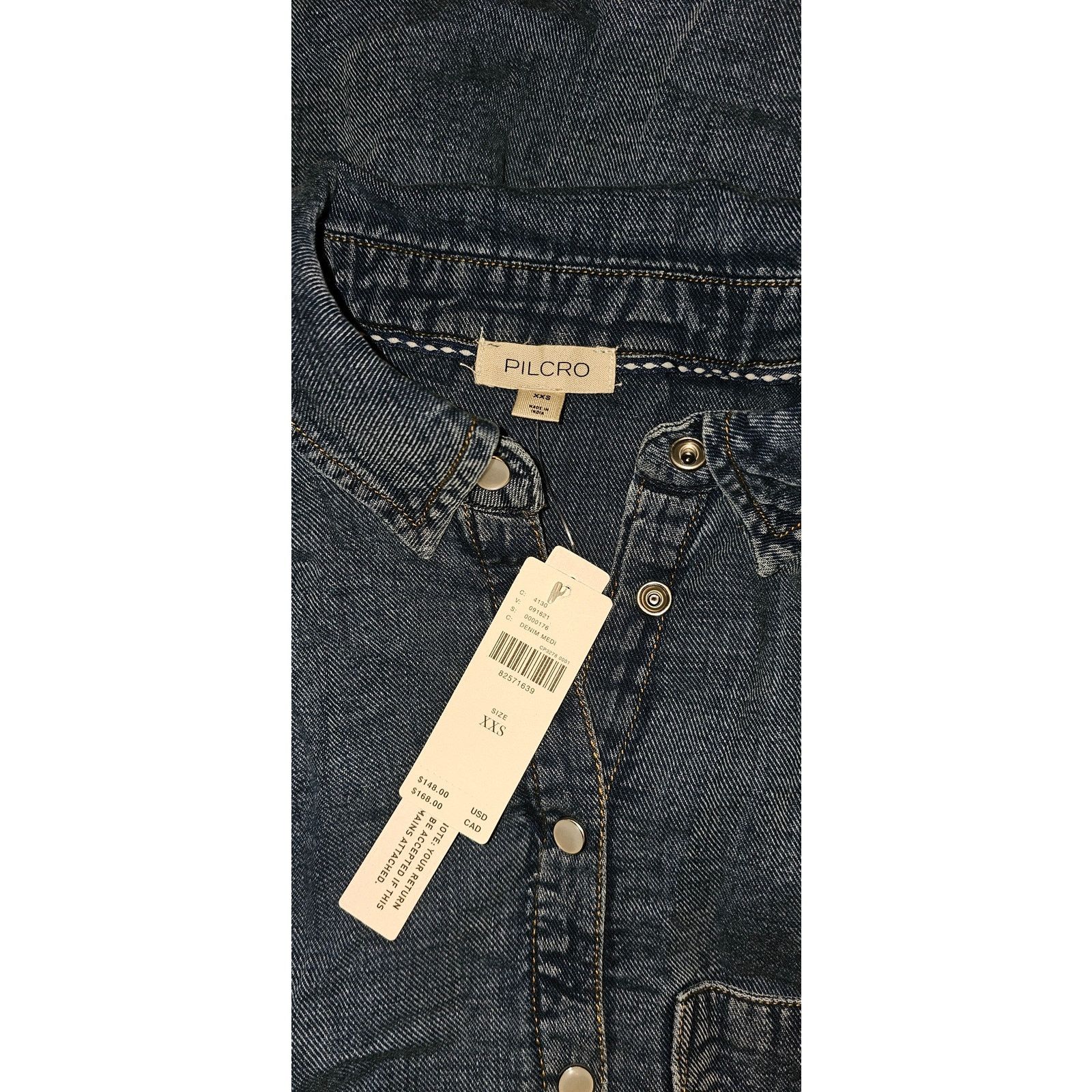 Anthropologie NWT Pilcro Denim Long-Sleeve Buttondown Dress $148 Size XS / US 0-2 / IT 36-38 - 4 Thumbnail