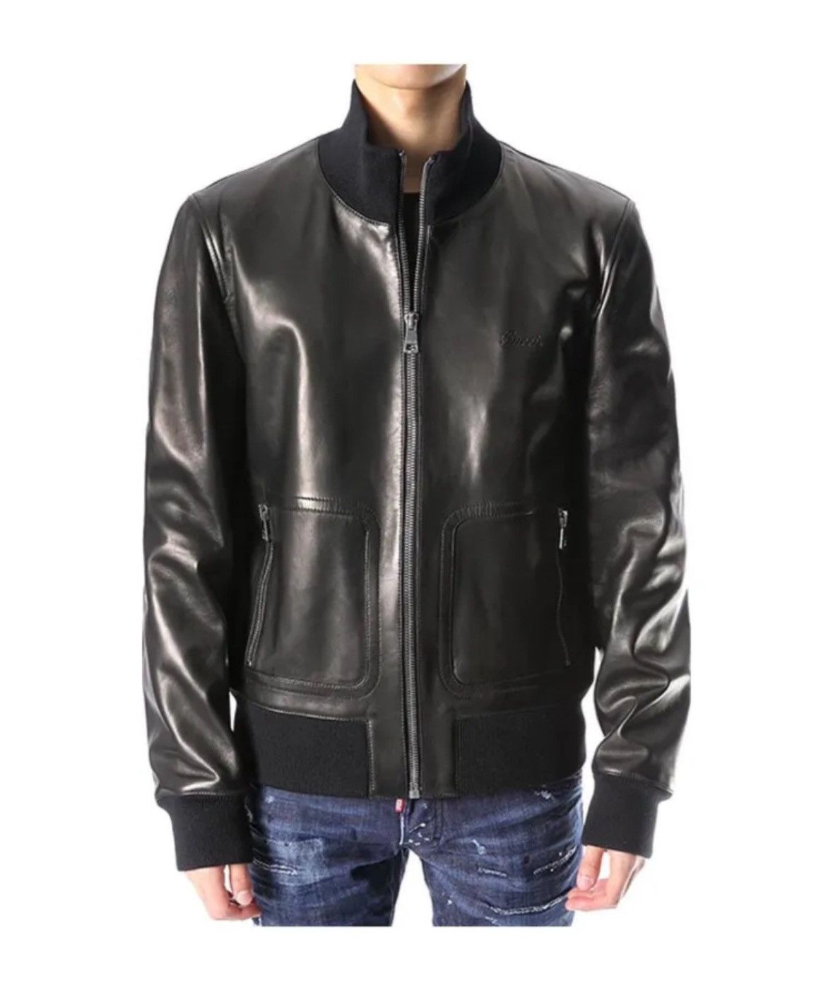 Gucci Gucci logo leather bomber jacket Size US L / EU 52-54 / 3 - 15 Thumbnail