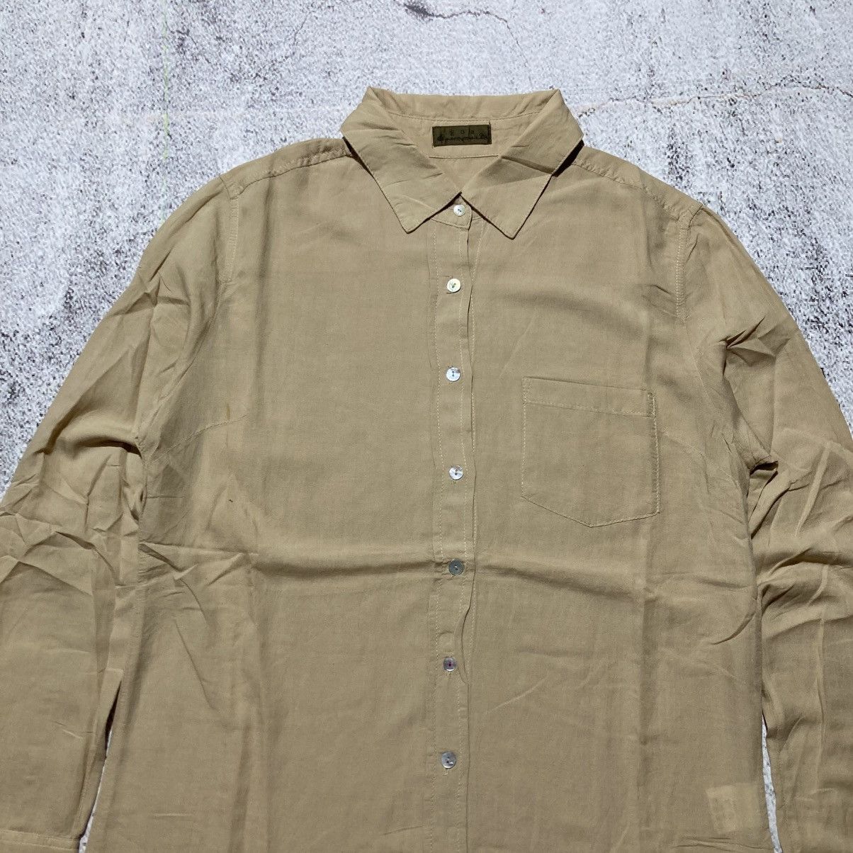 Japanese Brand 2000s GOA Soft Light Weight Shirt Button Up Beige Lgb Size US M / EU 48-50 / 2 - 2 Thumbnail