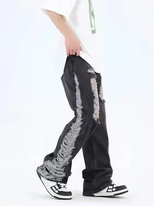 Japanese Brand Baggy distressed black jeans Size US 34 / EU 50 - 6 Thumbnail
