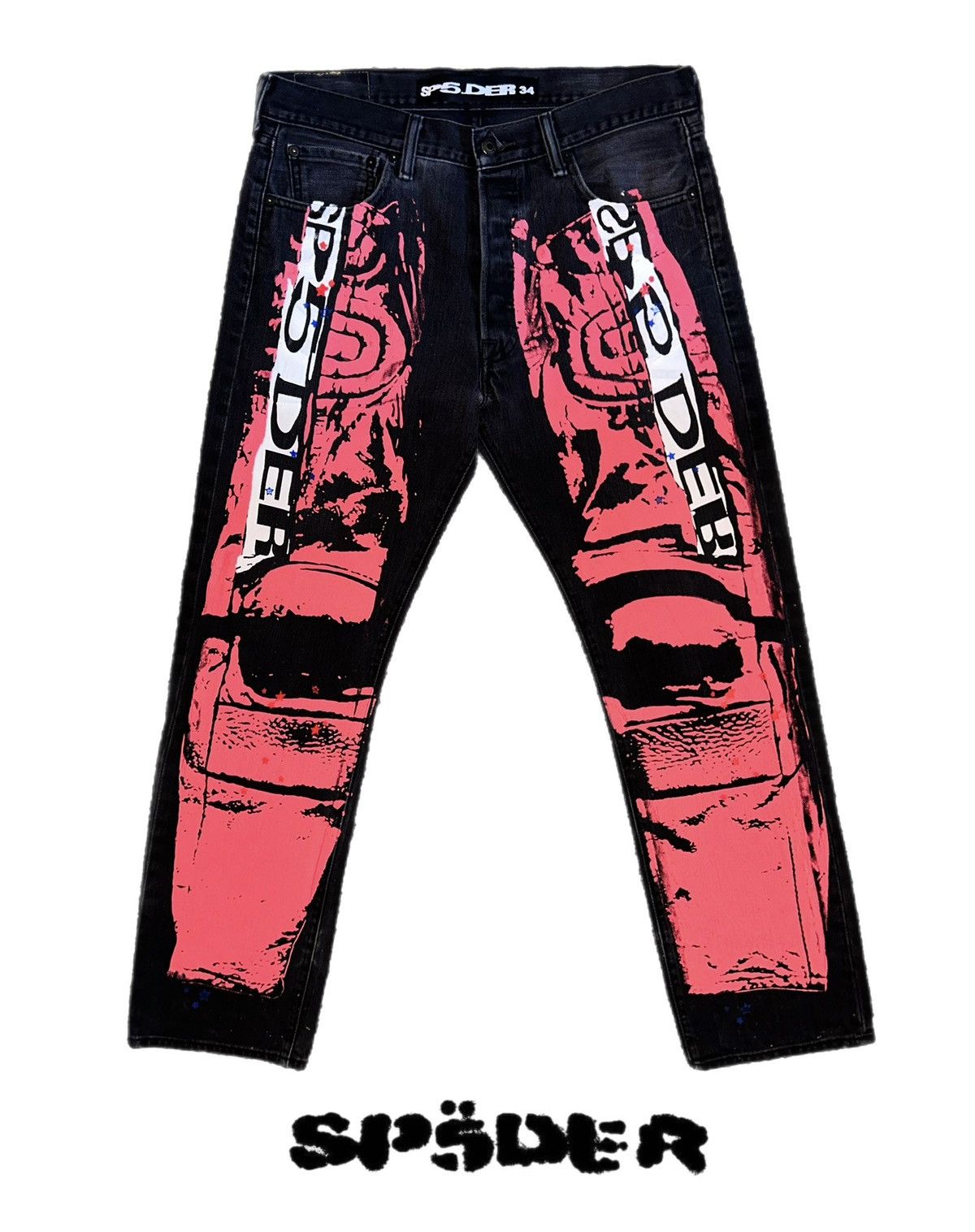 パンツ Spider Worldwide denim jeans spider worldwide washed denim pants size 30, slim | Depop
