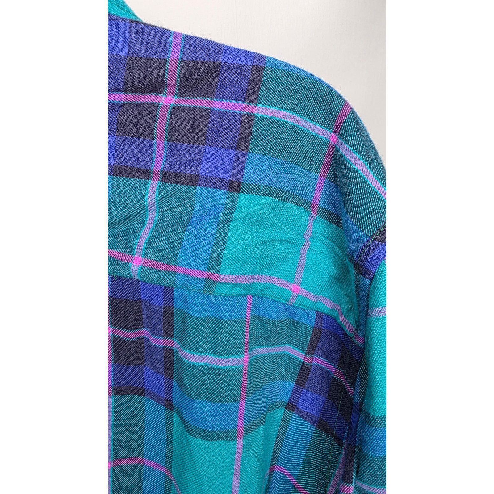 American Eagle Outfitters American Eagle Teal Multi Color Plaid Button Front Shirt Size XL / US 12-14 / IT 48-50 - 7 Thumbnail