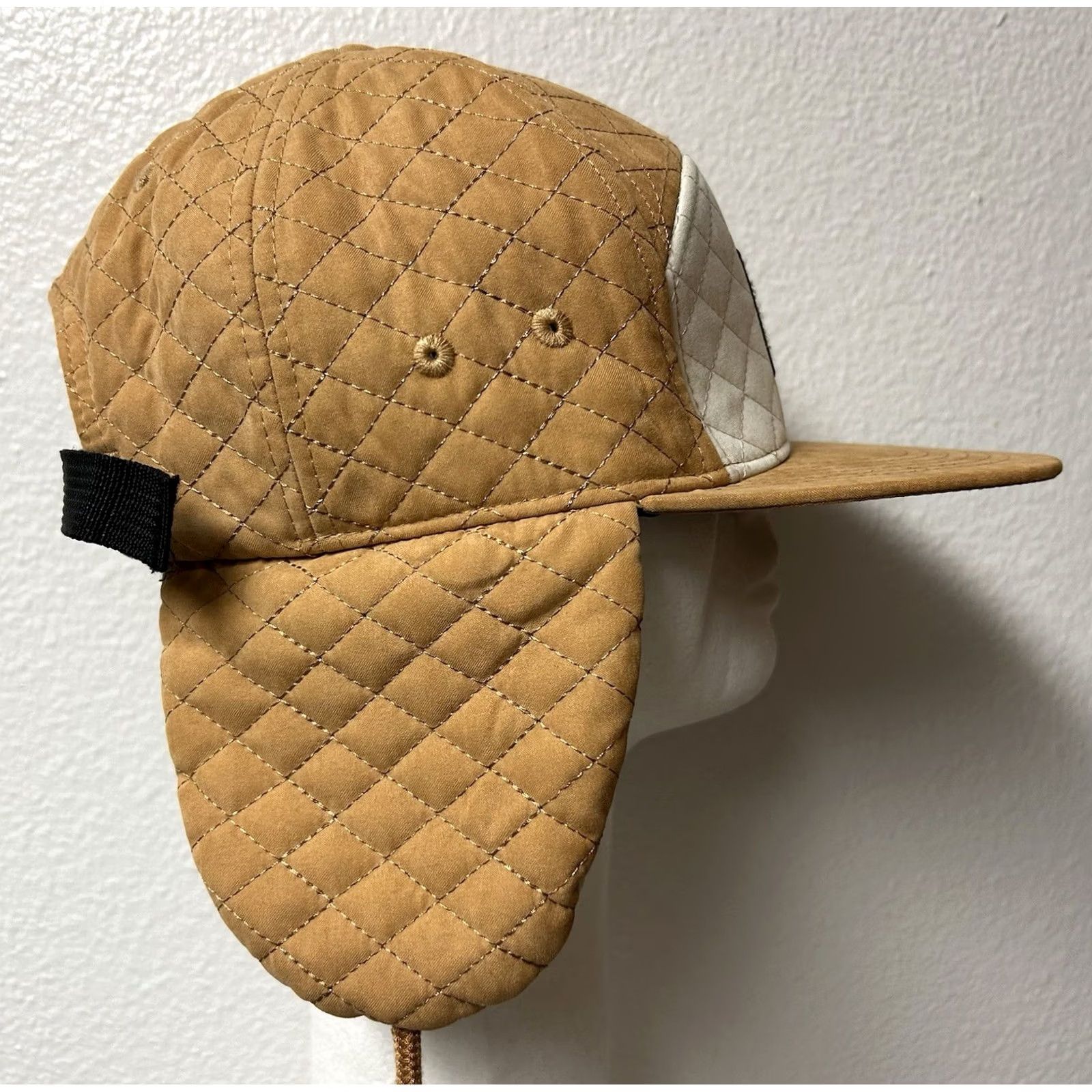 Vintage 10 Barrel Brewing Co. Strapback Hat Tan One Size Ear Flap Quilted Baseball Cap Mens Size ONE SIZE - 3 Thumbnail