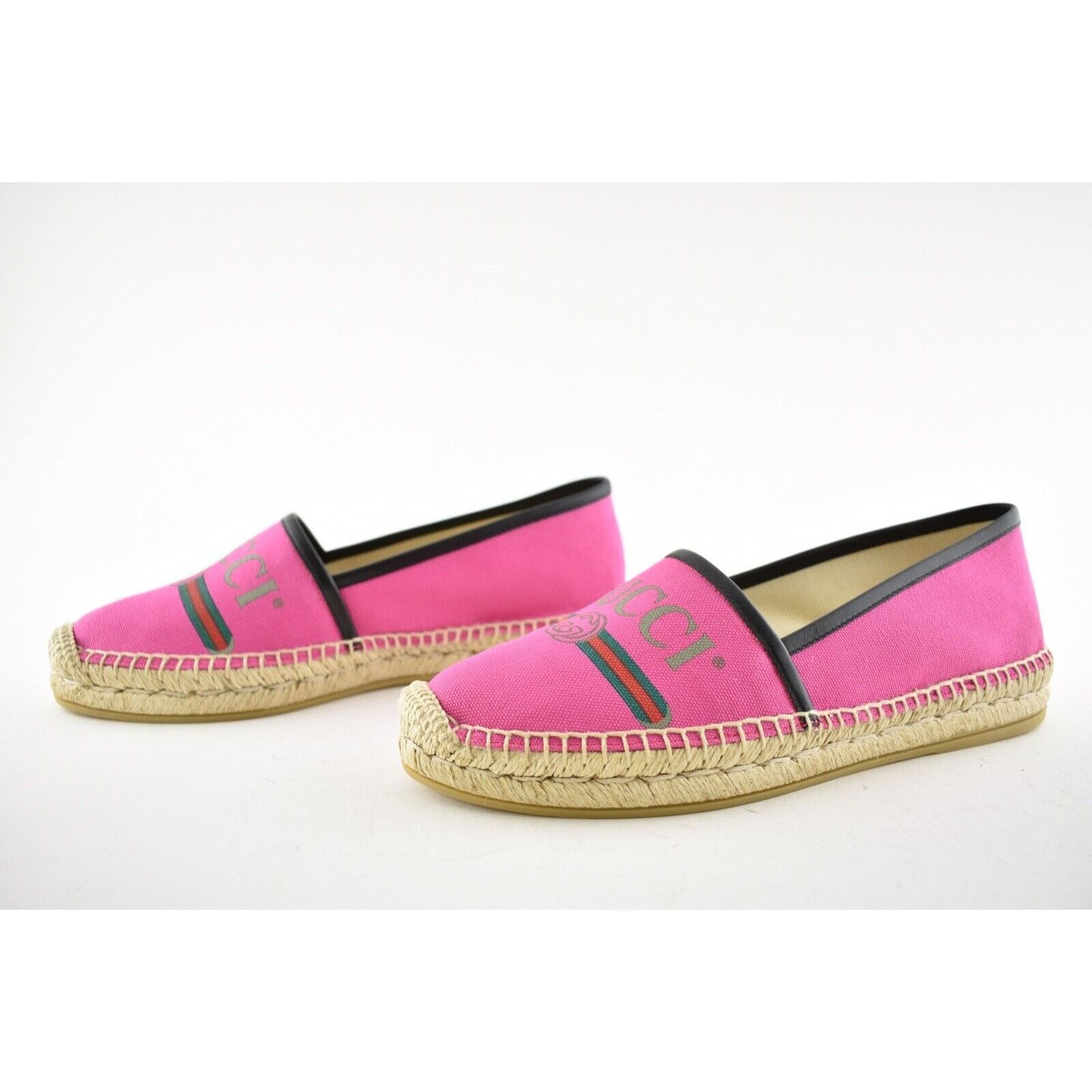 Gucci Gucci Pilar Pink Canvas Black Leather Trim GG Logo Size US 7.5 / IT 37.5 - 10 Thumbnail