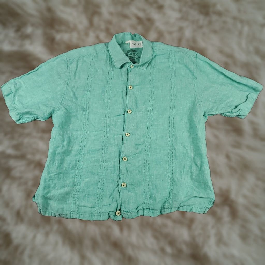 Tommy Bahama Tommy Bahama Shirt XL Blue Linen Button-Up Short Sleeve Hawaiian Beach Tropical Mens Size US XL / EU 56 / 4 - 1 Thumbnail