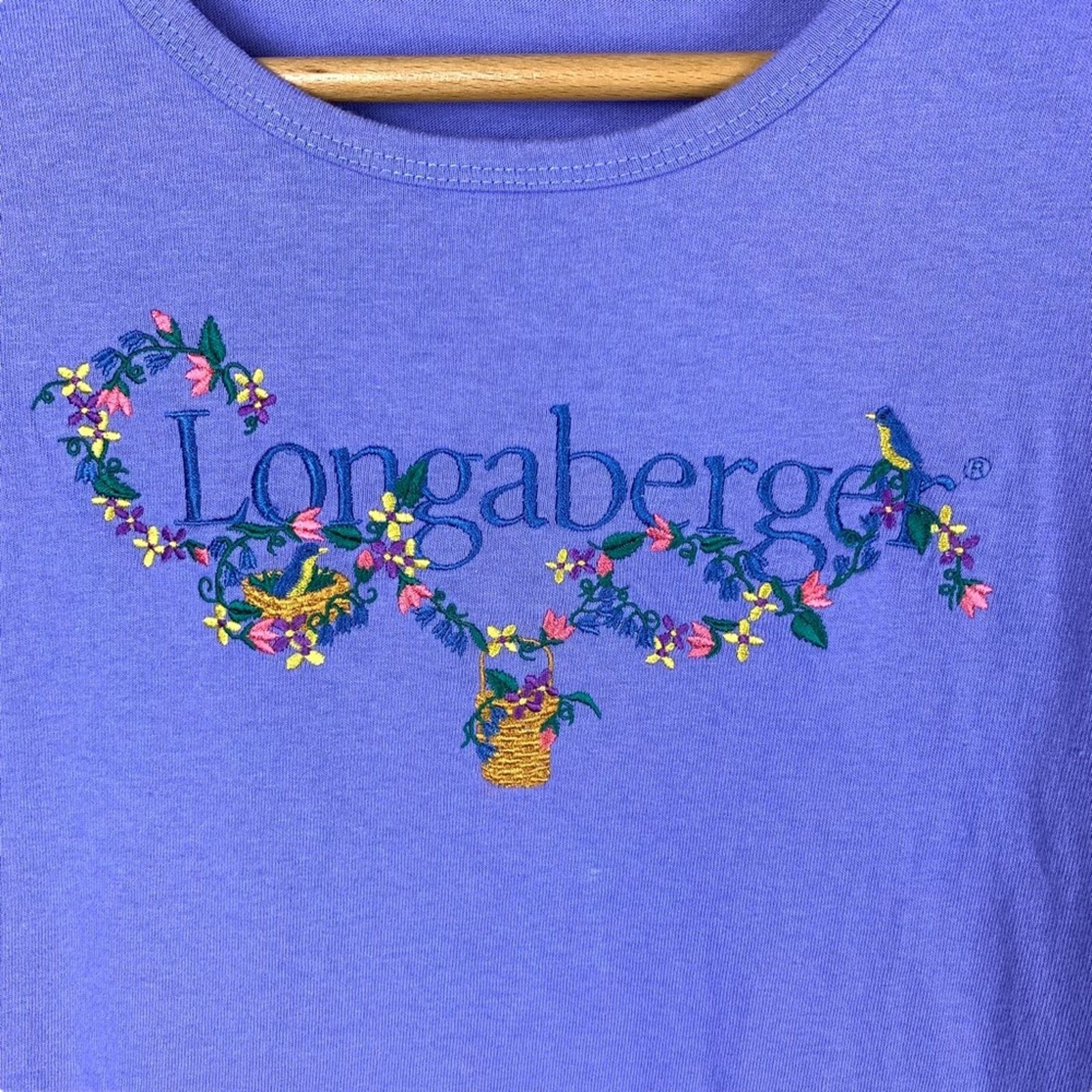 Handmade Longaberger Lavender Embroidered Floral Crewneck Tee Shirt S Size S / US 4 / IT 40 - 2 Thumbnail