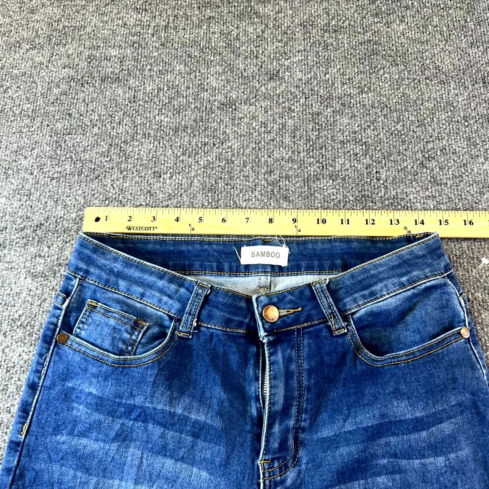 Vintage Bamboo Skinny Jeans Women's 11 Blue Cotton Denim Stretch Travel Faded Outdoor Streetwear Season: All-Season Size 32" / US 10 / IT 46 - 2 Thumbnail
