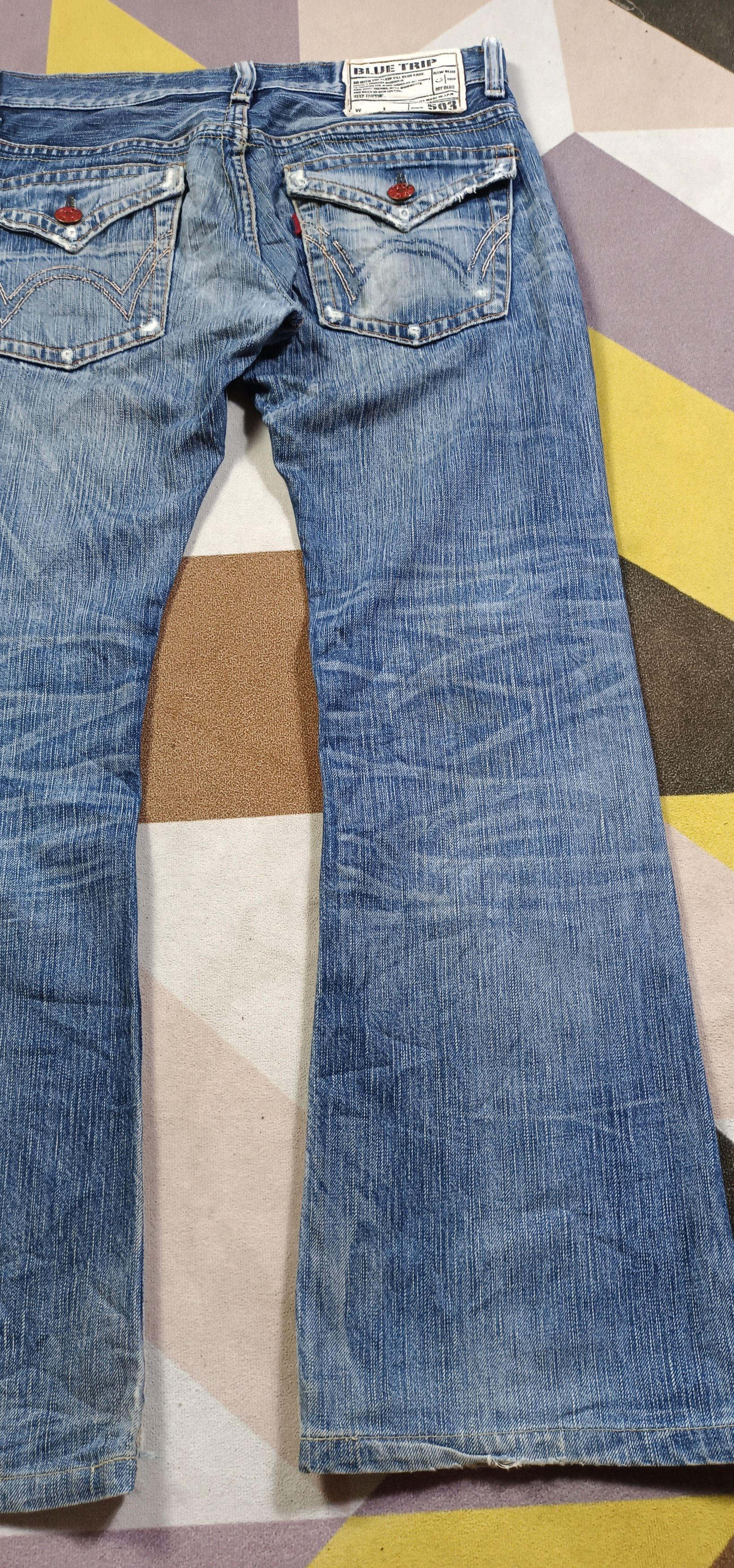 Edwin Vintage Edwin 503 Blue Trip Distressed Jeans Very Rare Size US 32 / EU 48 - 3 Thumbnail