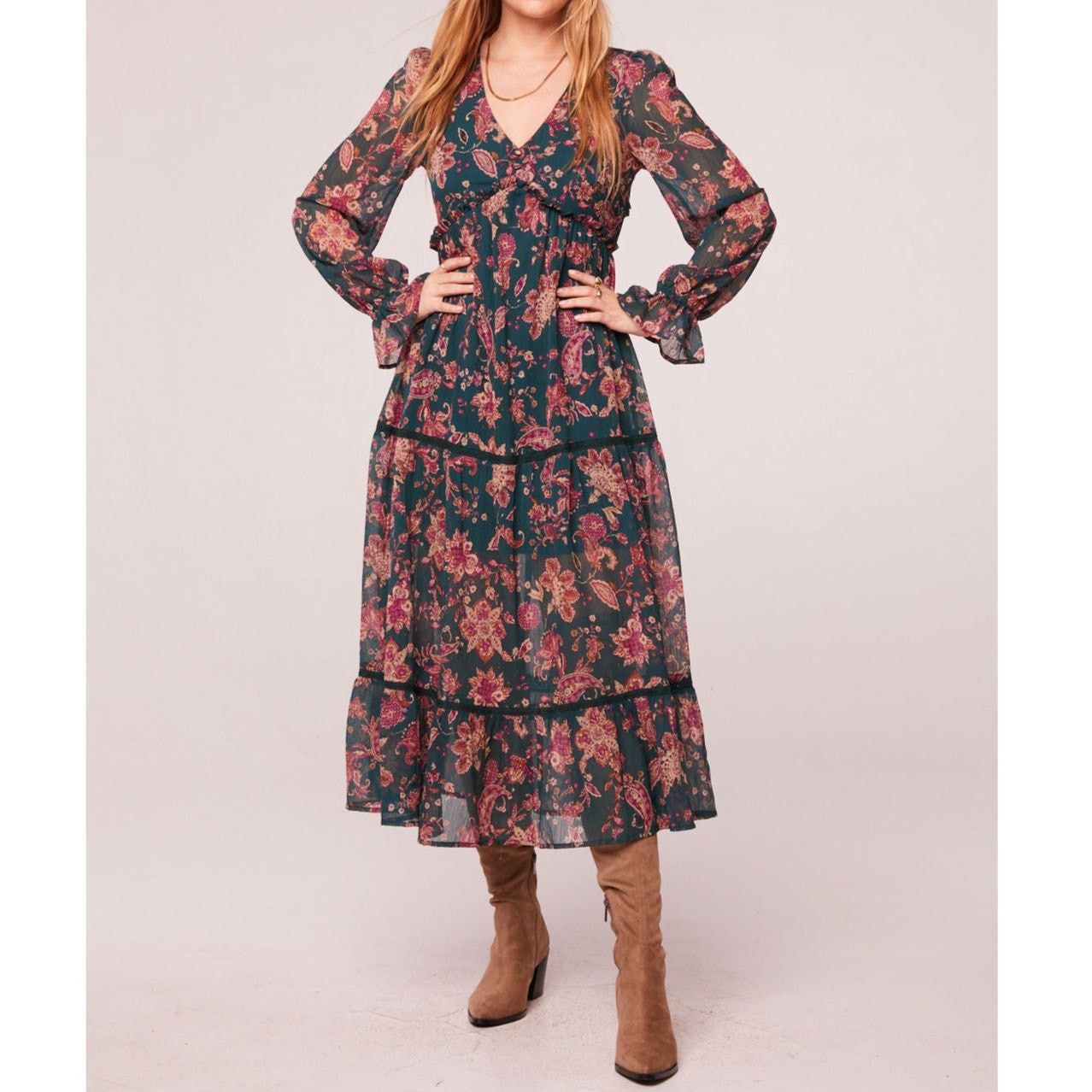 Other NWT Band of the Free Empire Midi Dress M 8-10 Pine Paisley Size M / US 6-8 / IT 42-44 - 5 Thumbnail