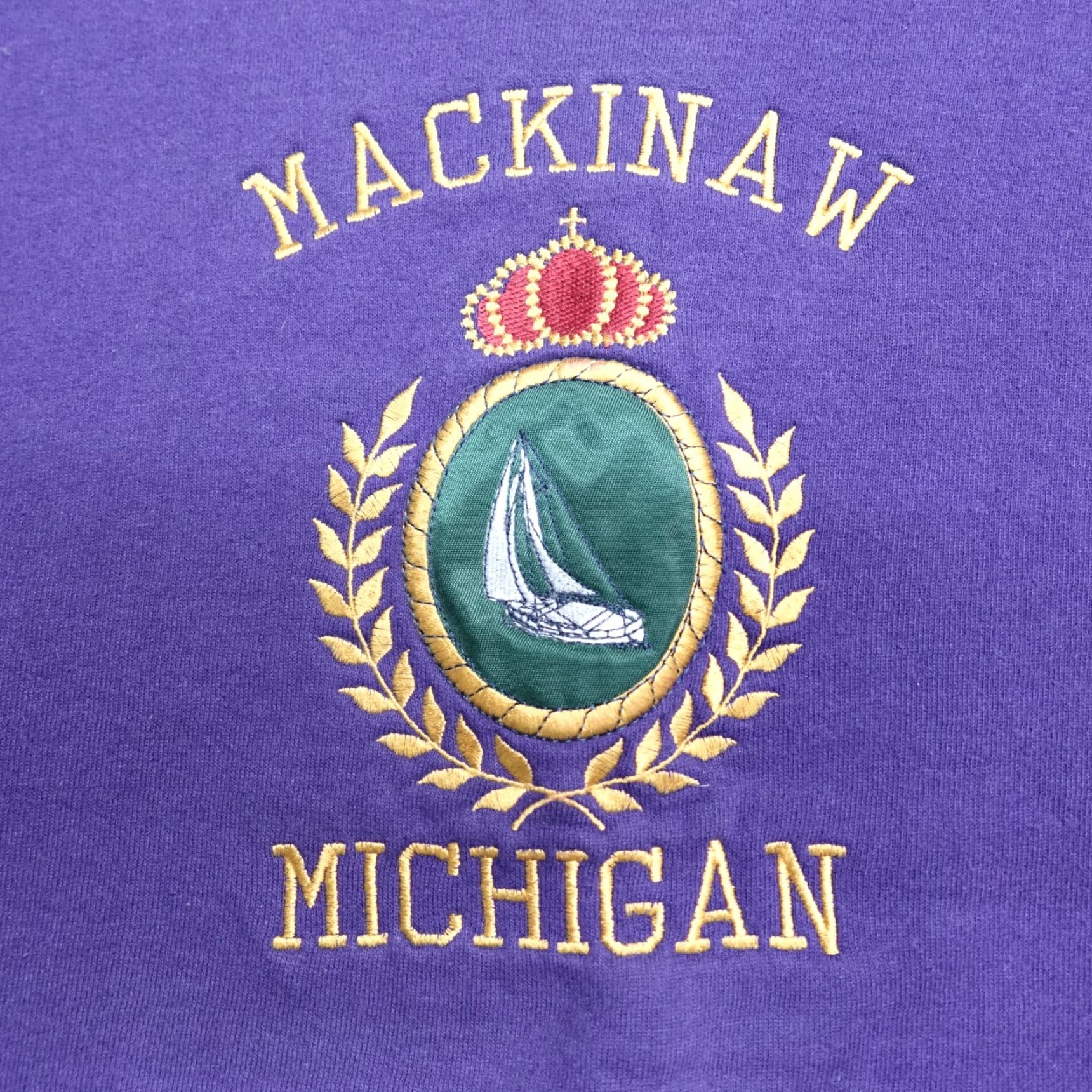 Vintage VINTAGE American Vintage Michigan Mackinaw Sweater Shirt Mens Medium Purple United States Embroidered USA Crew Neck Cotton Blend Long Sleeve Pullover Size US M / EU 48-50 / 2 - 2 Thumbnail