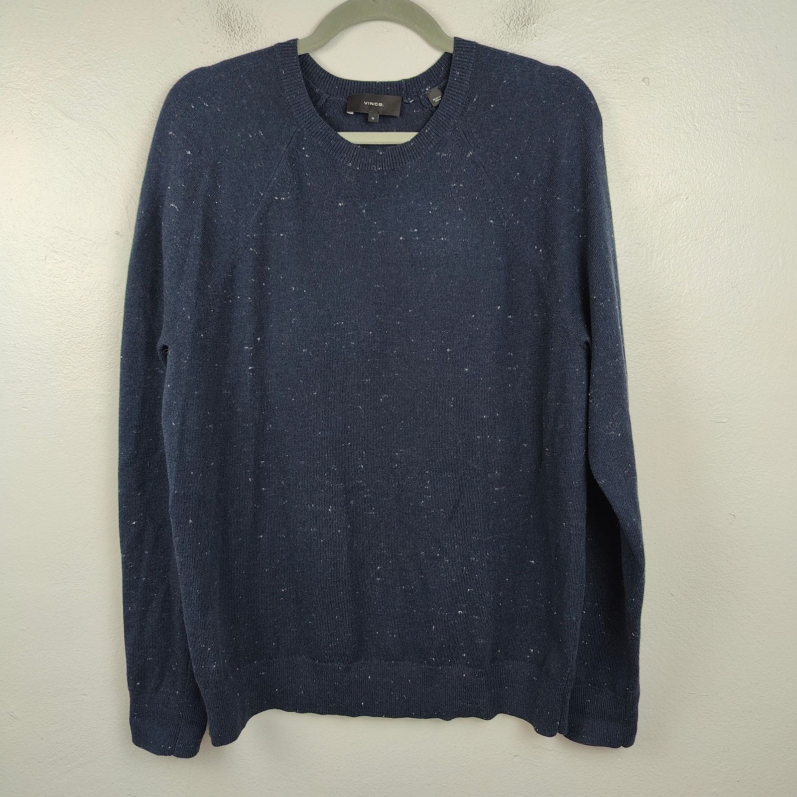 Vince Vince Cotton Wool Sweater Mens Medium Navy Blue Speckled Size US M / EU 48-50 / 2 - 1 Thumbnail