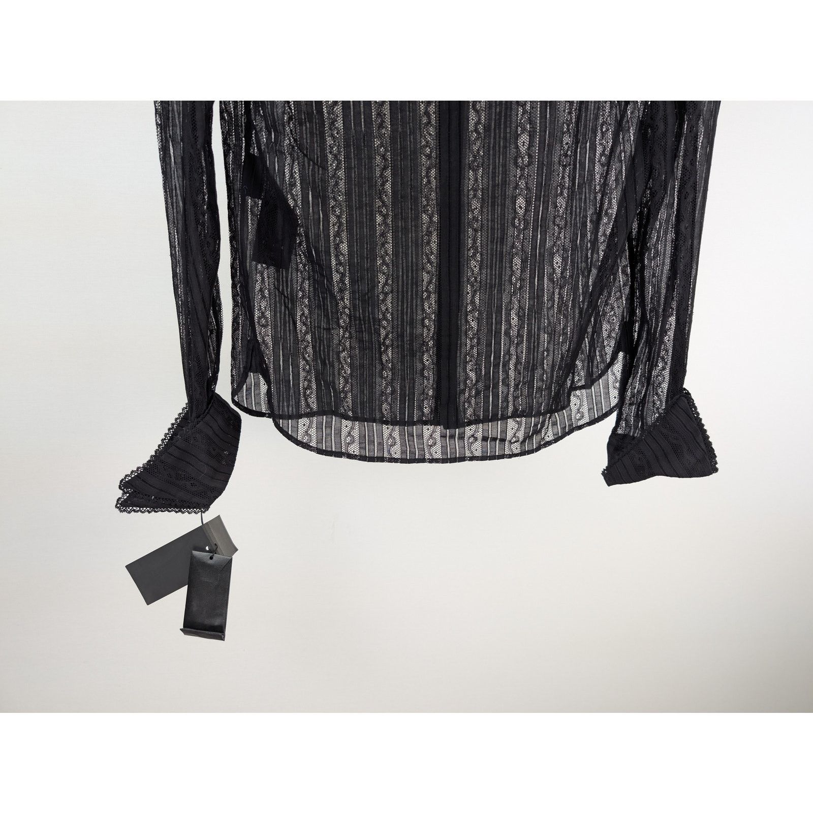 Saint Laurent Paris o1rshd1 Chemise Blouse Femme Dentelle Galon Shirt in Black Size US M / EU 48-50 / 2 - 13 Thumbnail