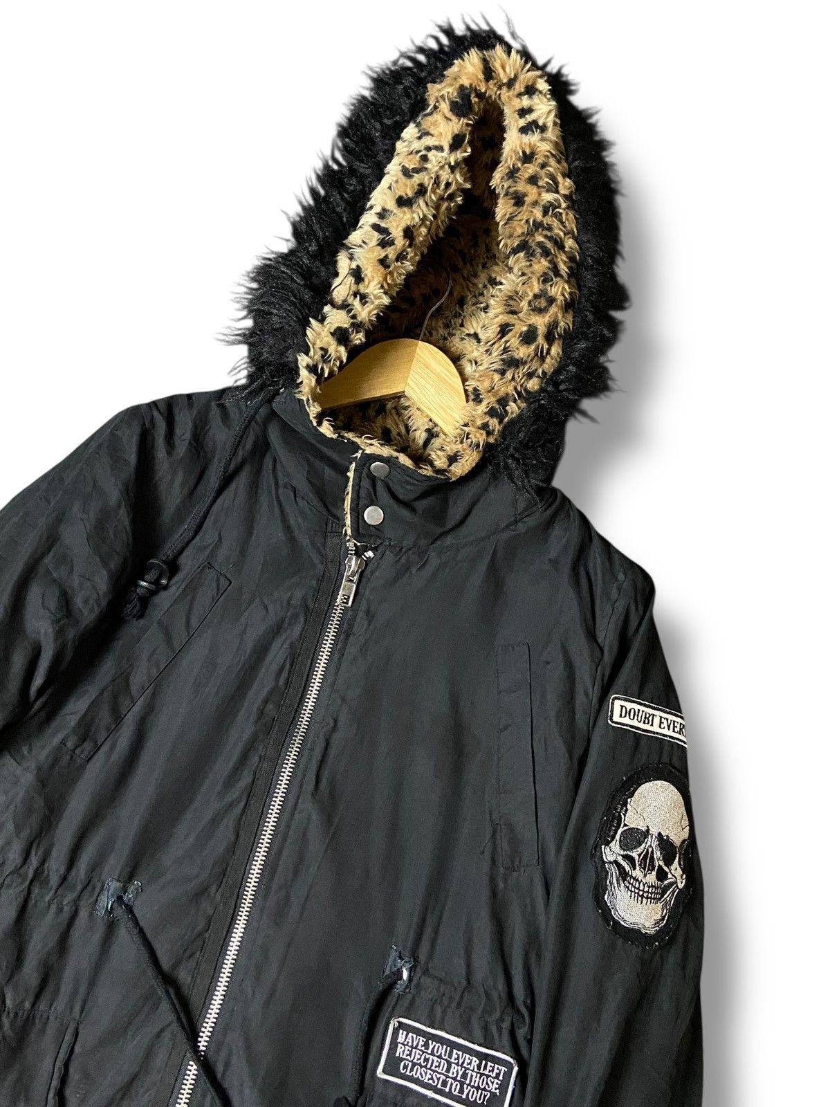 Japanese Brand Glad News Skull Dokuro Punk Hooded Boa Jacket (148) Size US XXS / EU 40 - 3 Thumbnail