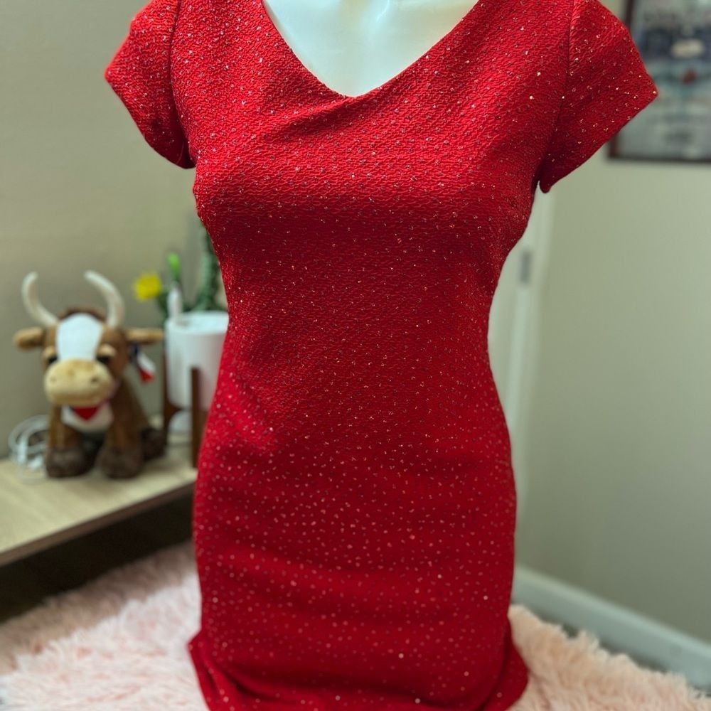 Other David Warren Petites Vintage Red Sequin V-Neck Cap Sleeve Sh Size S / US 4 / IT 40 - 4 Thumbnail
