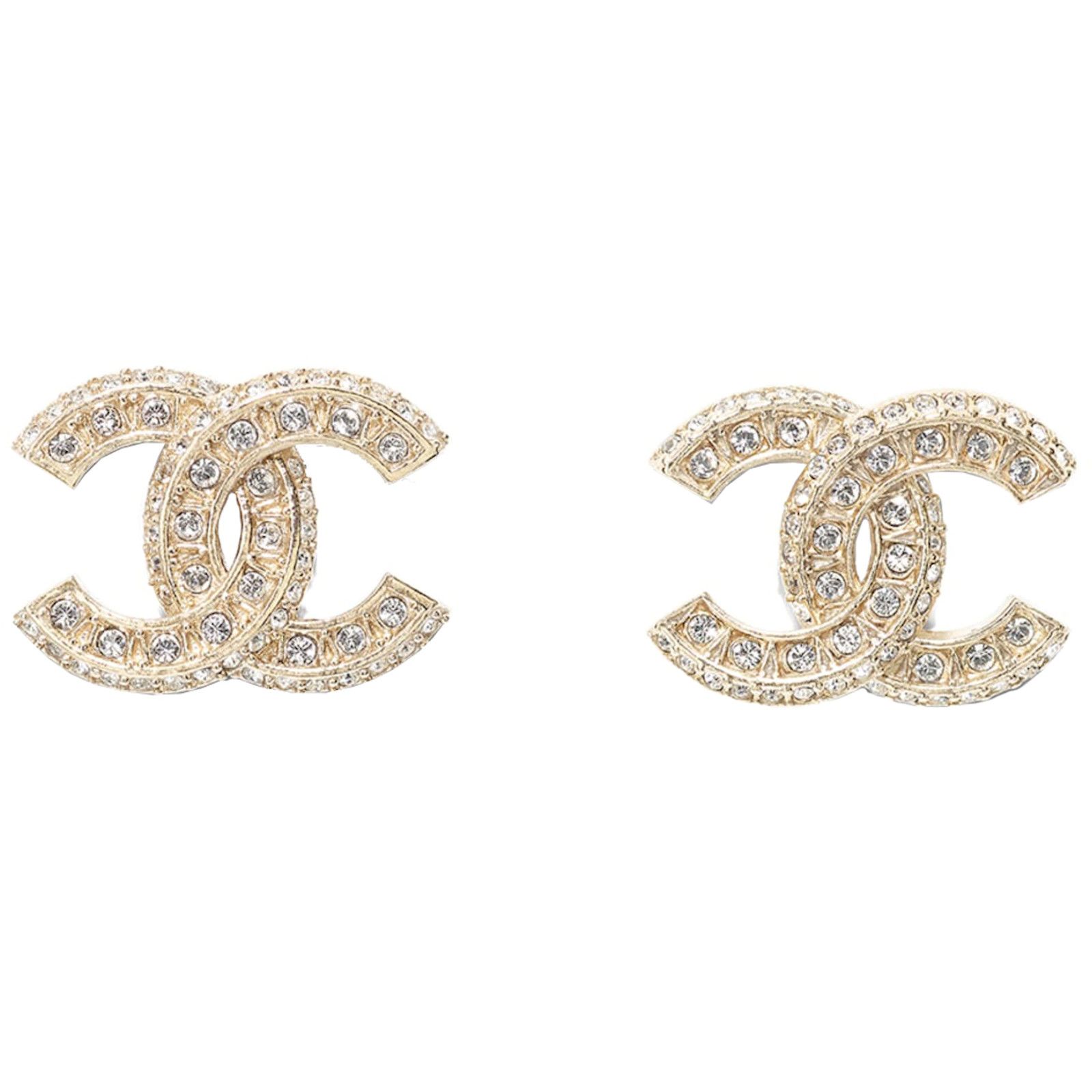 Chanel Chanel Gold Transparent Crystal Statement Stud Drop Earrings Size ONE SIZE - 4 Thumbnail