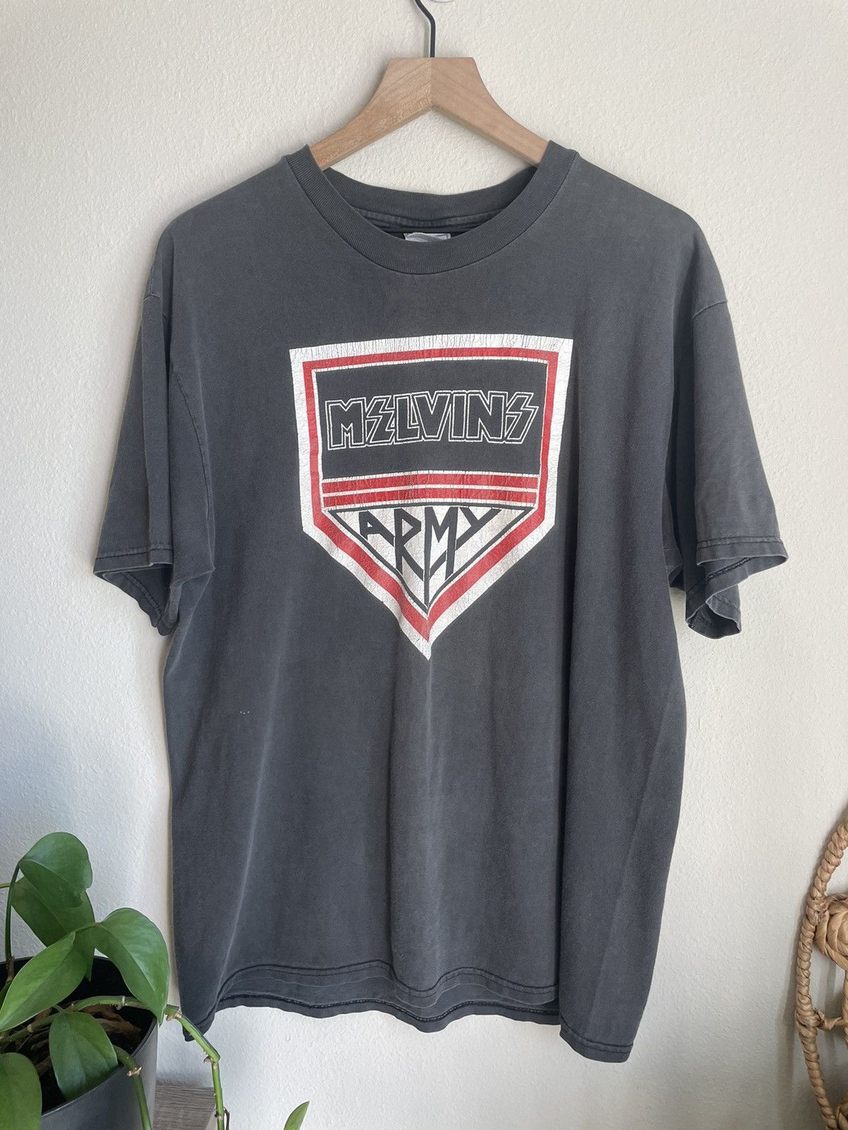 image of Vintage Melvins Army 90's Grunge Band T Shirt Nirvana in Black, Men's (Size Large)