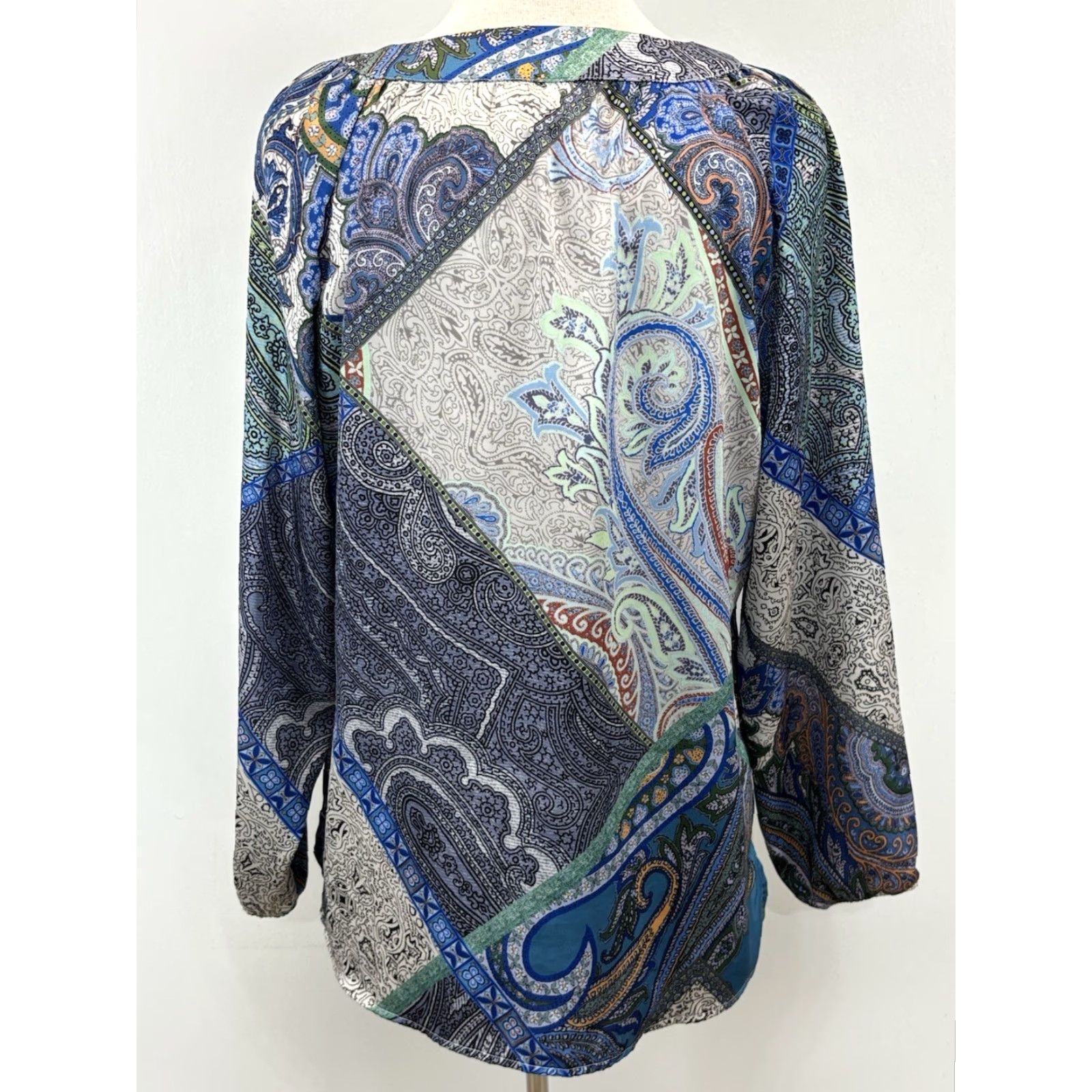Vintage Chicos Paisley Patchwork Popover Tunic Top Shirt Sz 1 US Medium Women’s Blue Size M / US 6-8 / IT 42-44 - 3 Thumbnail