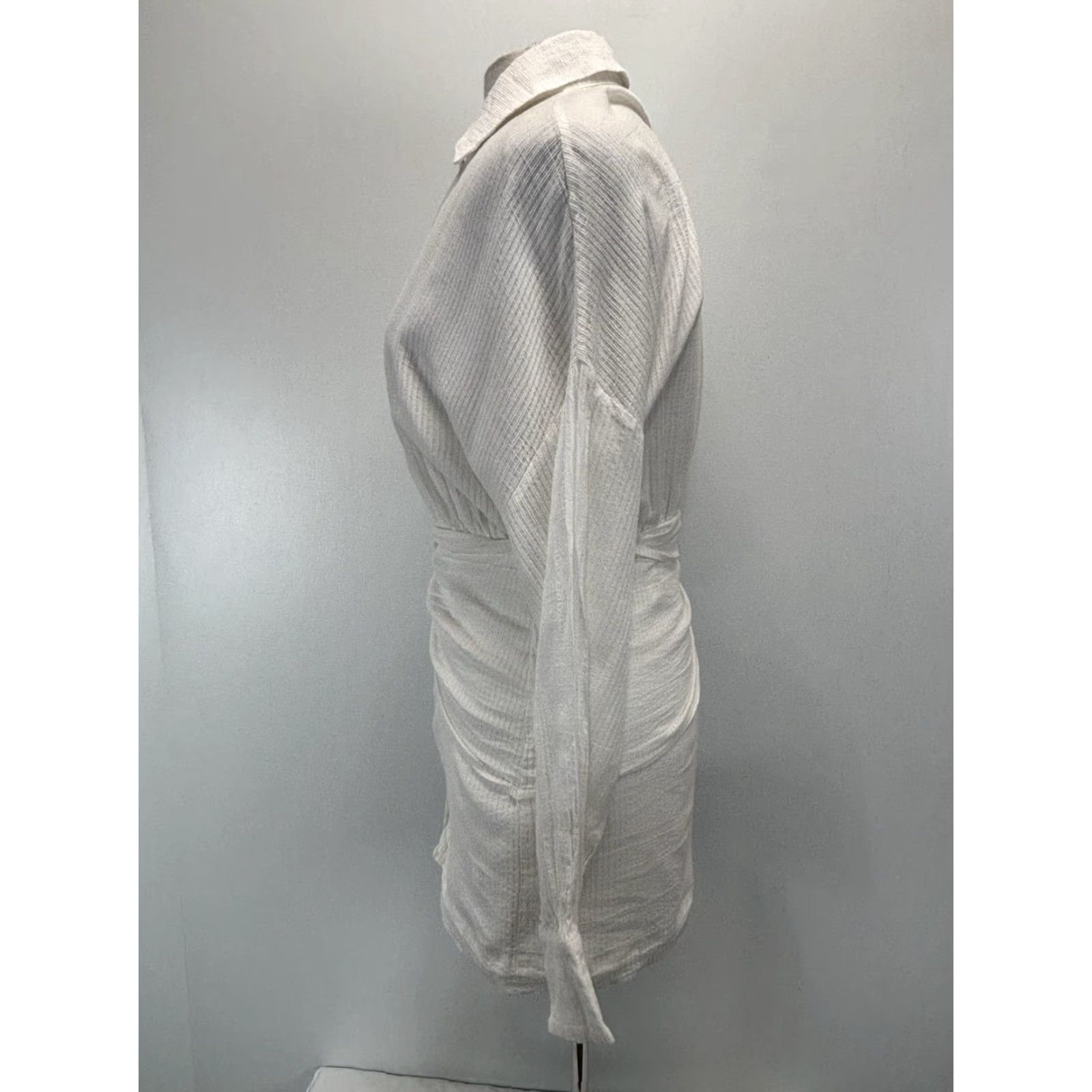 Vintage Atoir The Ava Shirt Dress - Womens Size 6 White Banana Fiber Mini Tie Waist Size M / US 6-8 / IT 42-44 - 2 Thumbnail