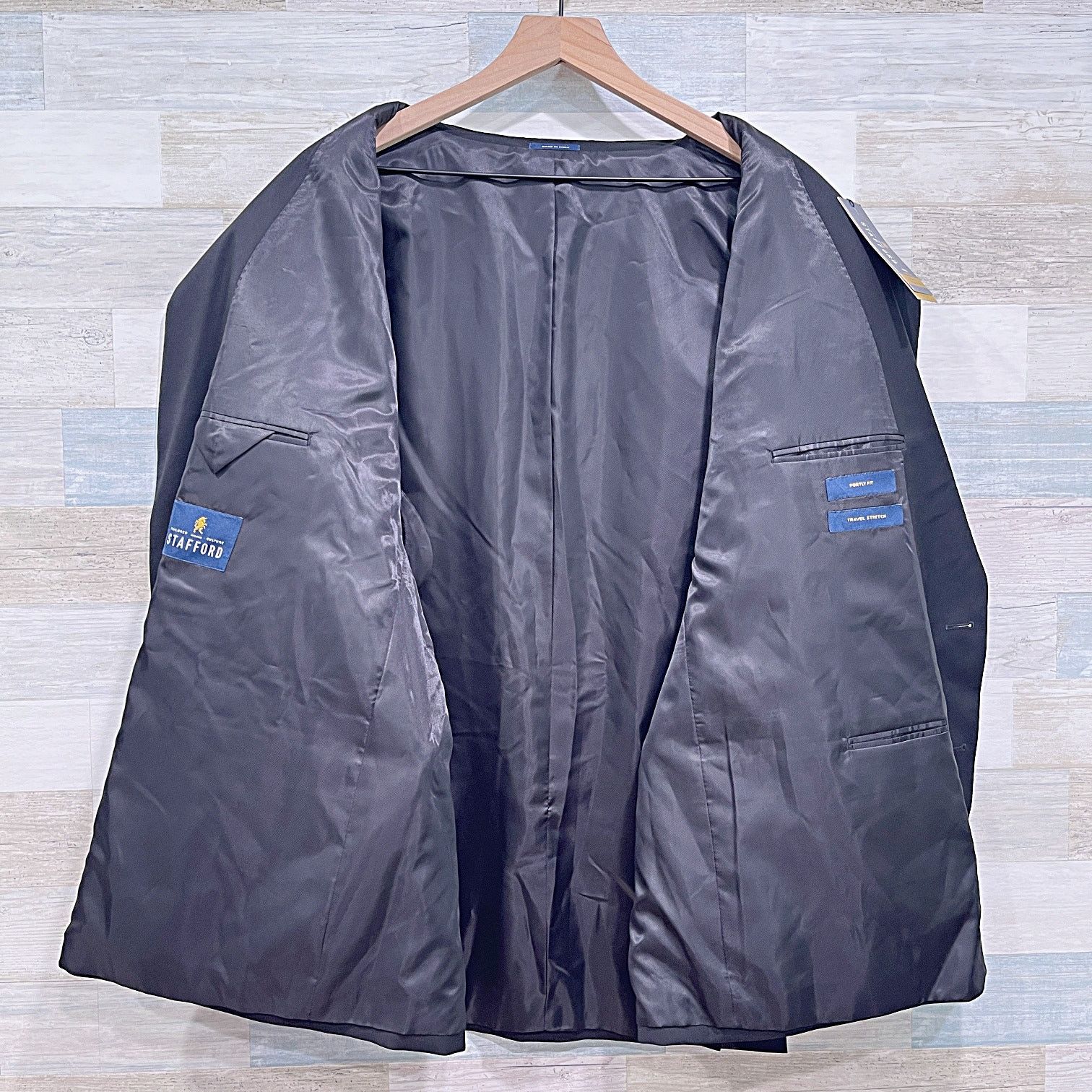 Stafford Stafford Stretch Travel Suit Separate Jacket Black 52 Portly Size 52R - 4 Thumbnail