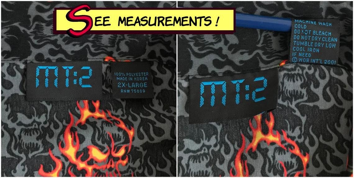 Vintage Y2K MT:2 Shirt Button Up 90s Metal Punk Rock Skull Flames Size US XXL / EU 58 / 5 - 5 Thumbnail