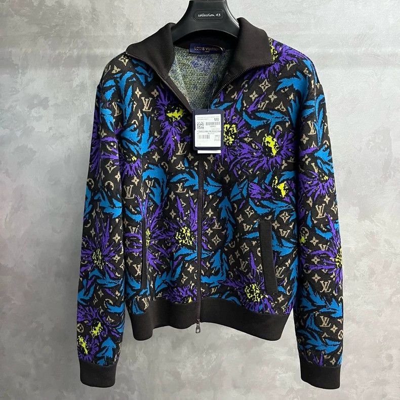 Louis Vuitton Black Floral Zip Long Sleeve Jacket