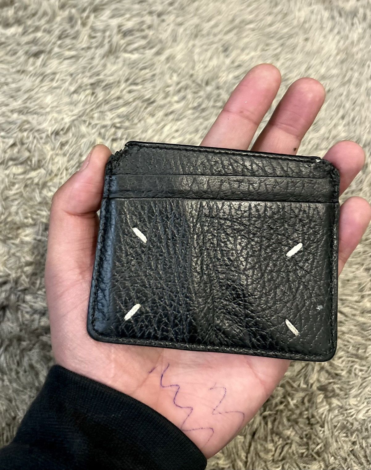 Maison Margiela MAISON MARGIELA 4 STITCH BLACK PEBBLE GRAINED CARD HOLDER Size ONE SIZE - 4 Thumbnail