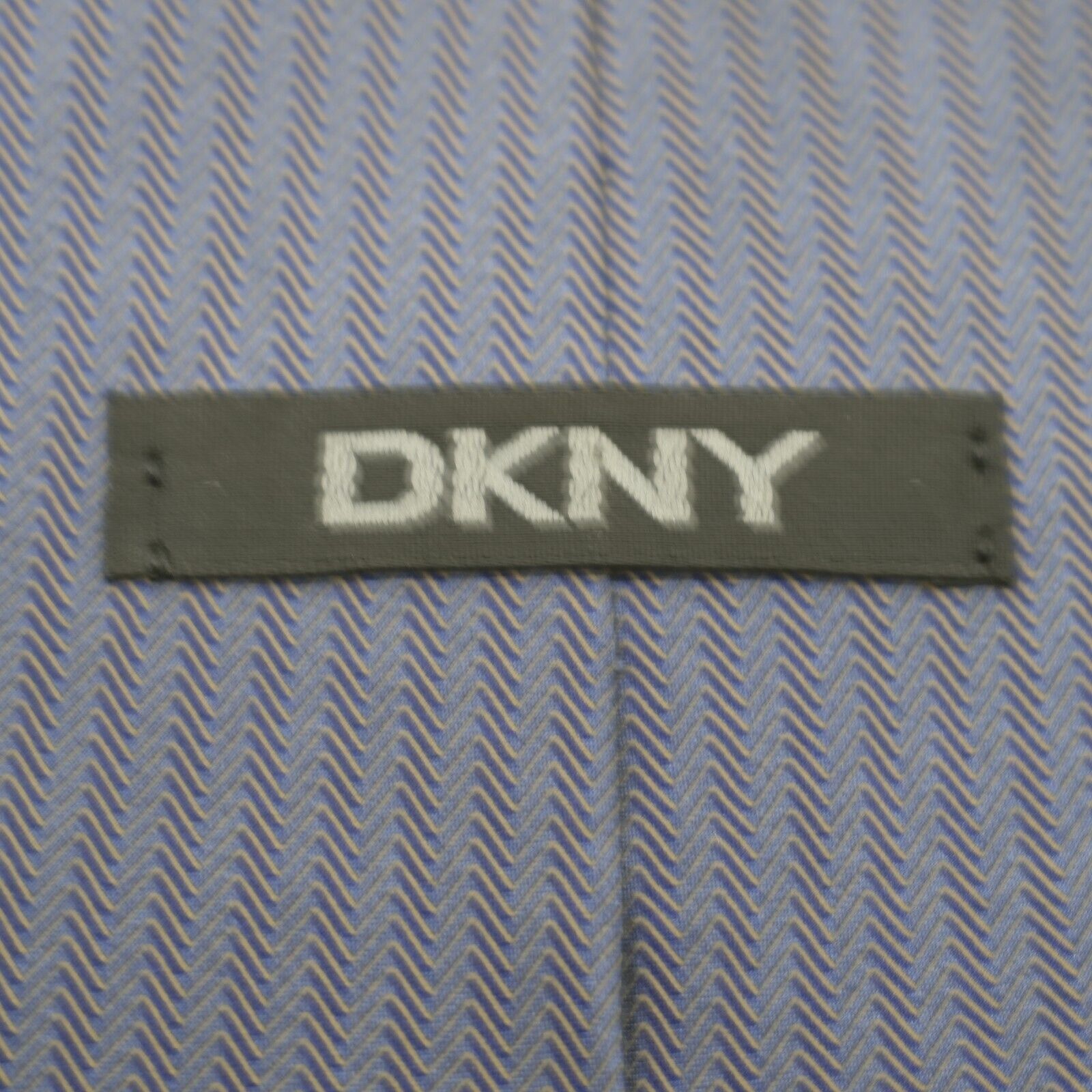 DKNY Dkny Blue Brown Squigly Herringbone Print Wide Silk Tie Size ONE SIZE - 3 Thumbnail
