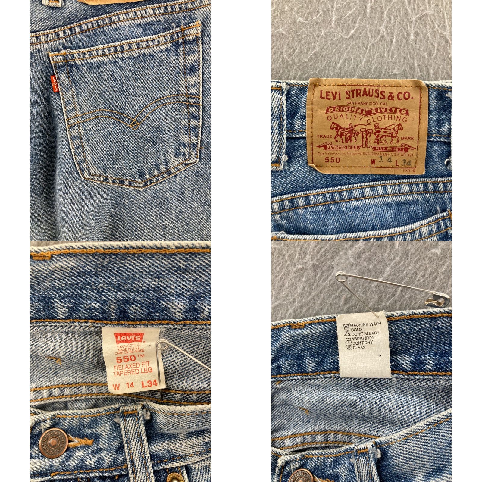 Levi's VINTAGE Levi's 550 Jeans Womens 14x34 Relaxed Tapered High Rise Mom Blue Denim Jeans 14 Womens Size 36" / US 14 / IT 50 - 8 Thumbnail