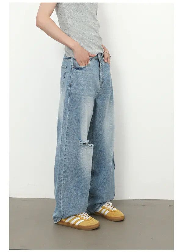 Japanese Brand VIBE American retro men's washed loose ripped scimitar jeans Size US 32 / EU 48 - 4 Thumbnail