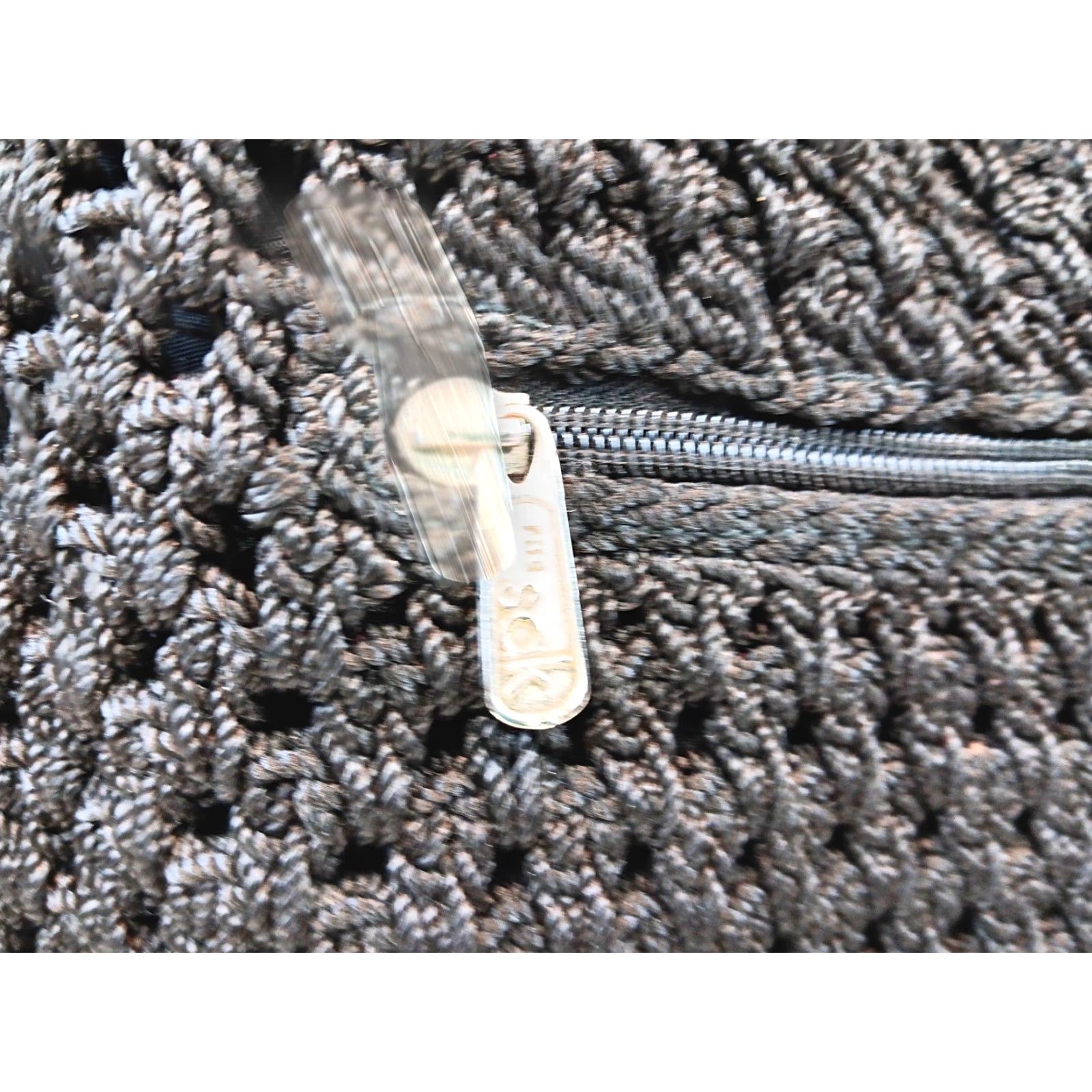 The Sak The Sak Crochet Handbag Black Purse Top Handle Bag Medium 12in x 10in Zip Lined Inner Pockets Double Handles Silver Hardware Womens Size ONE SIZE - 4 Thumbnail