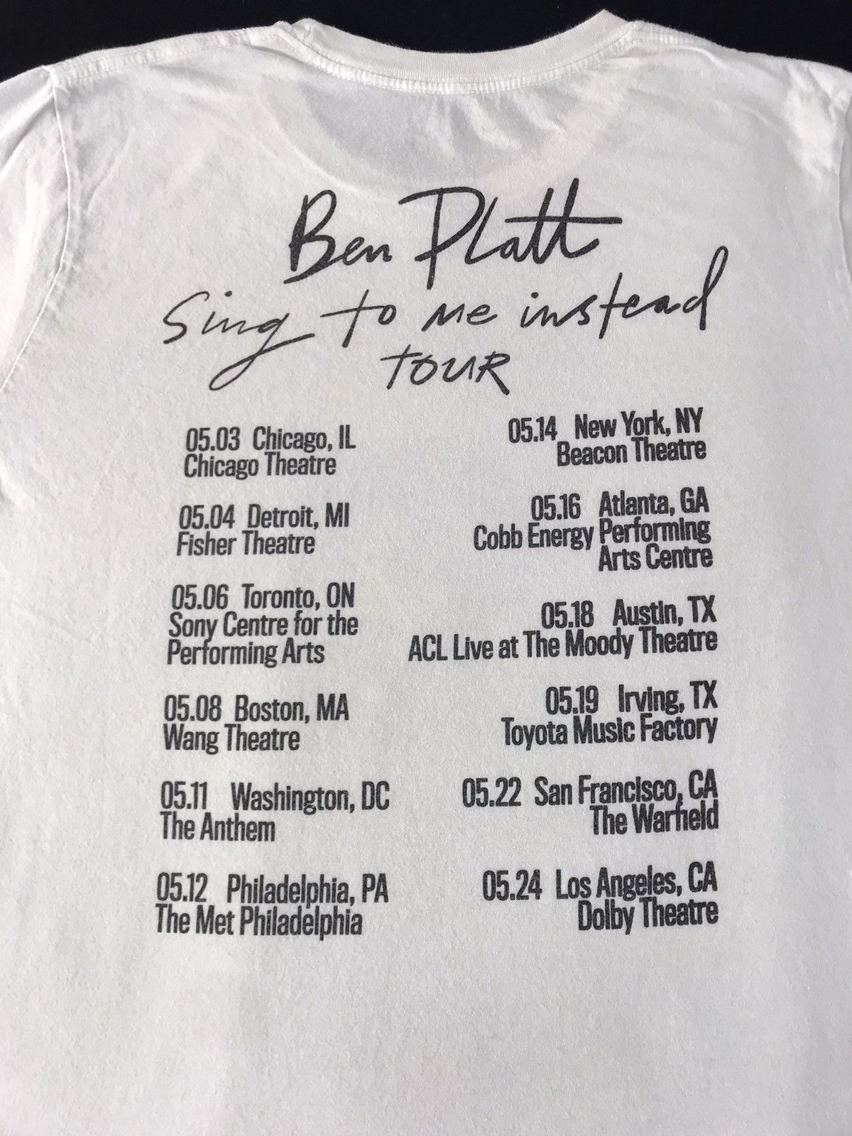 Other Ben Platt Sing Me To Instead Tour 05 Printed Tee Size US L / EU 52-54 / 3 - 6 Thumbnail