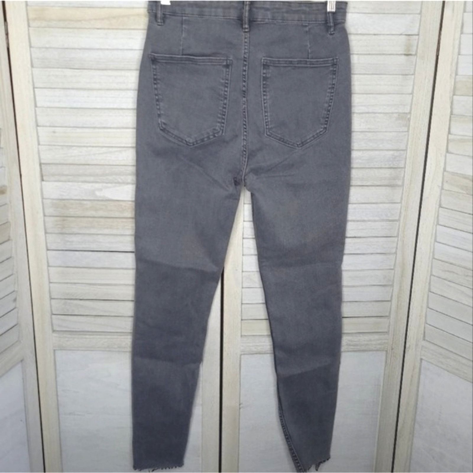 Zara Zara Gray High Rise Skinny Distressed Raw Hem Jeans Womens 8 Size 28" / US 6 / IT 42 - 6 Thumbnail