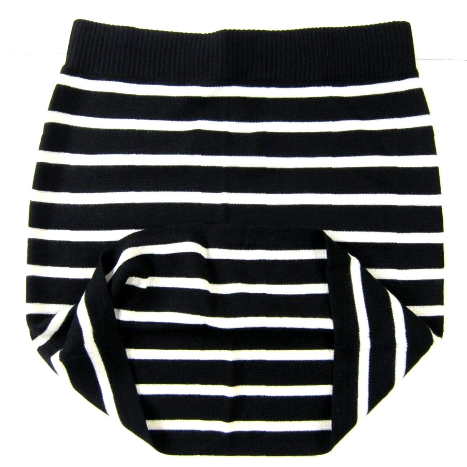 Loft NWT LOFT Ann Taylor Knit Black White Stripe Pencil Skirt Large - Wool Acrylic 34" Waist 21" Length Short 42" Hip Women's Regular Mockup Size L / US 10 / IT 46 - 4 Thumbnail