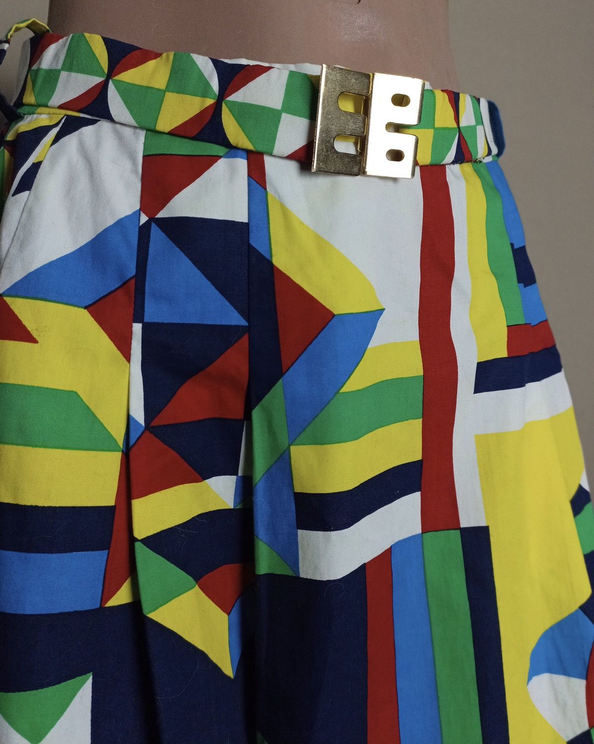 Vintage Emilia Bellini Vintage 70s Abstract Print Cotton Skirt EU 44 Size 30" / US 8 / IT 44 - 2 Thumbnail