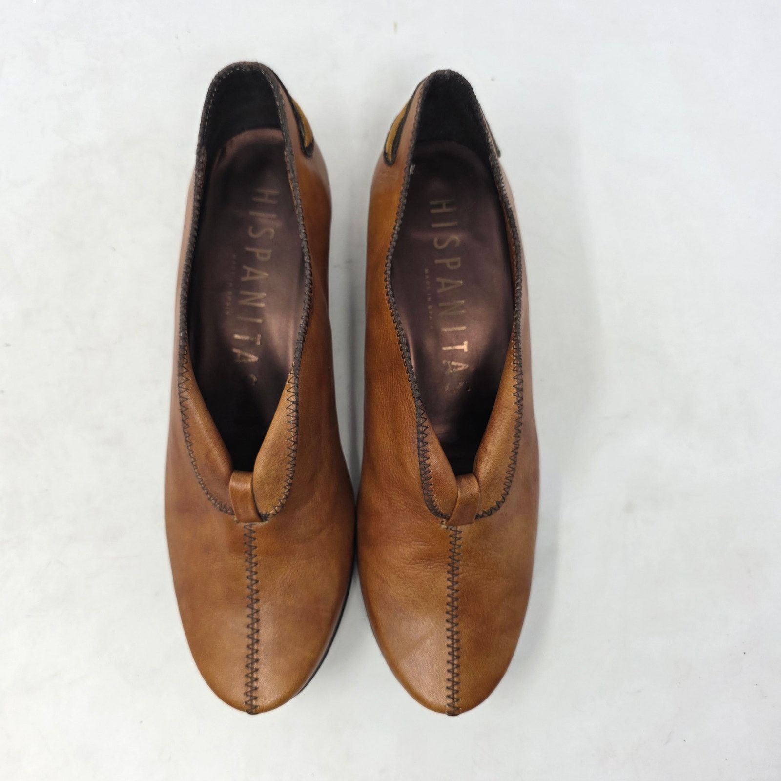 Other Hispanitas Brown Leather Low Heel Slip On Shoes Women Size 8 Size US 8 / IT 38 - 4 Thumbnail