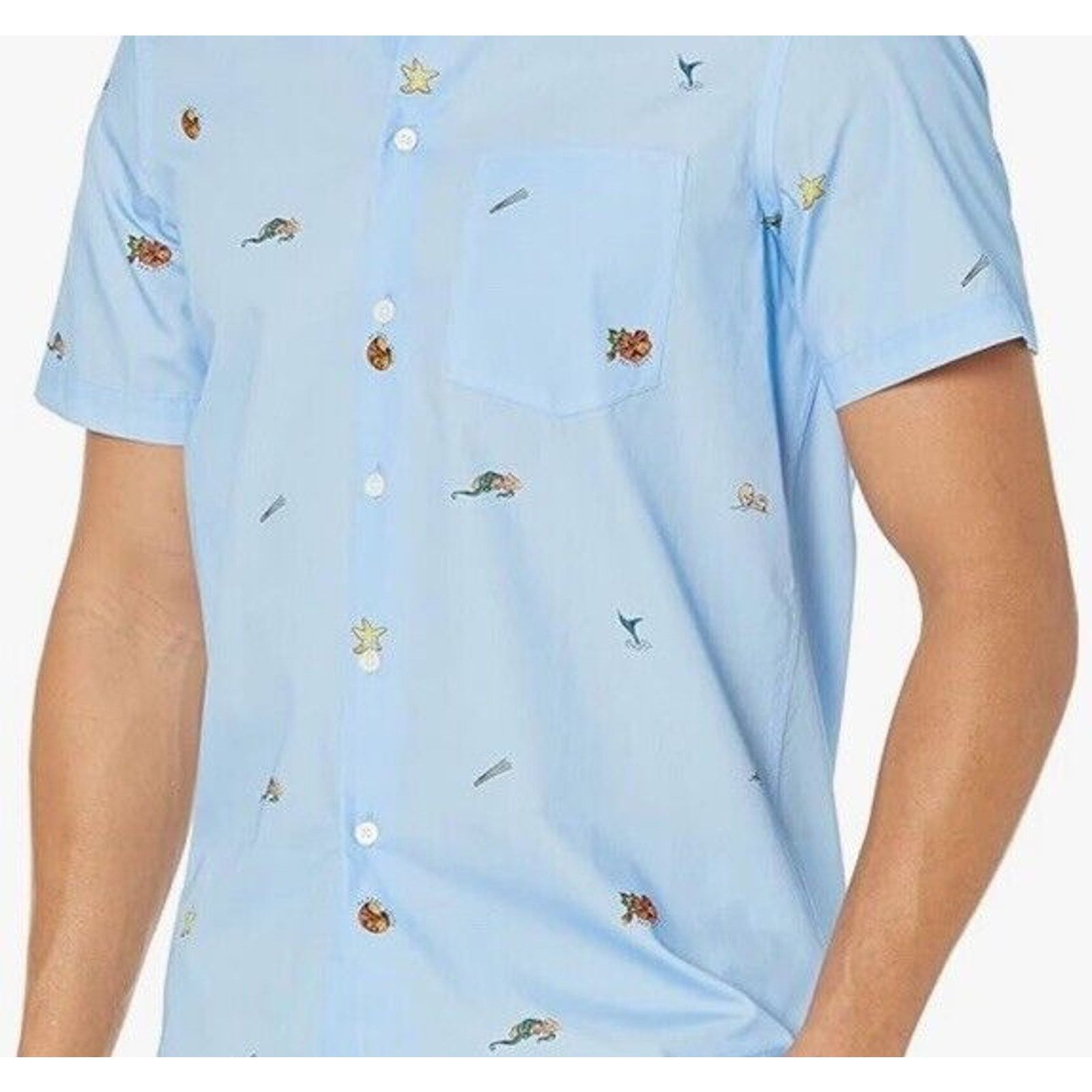 Paul Smith NWT $175 PAUL SMITH Blue Short Sleeve Button Up Beach Motif Size US S / EU 44-46 / 1 - 3 Thumbnail
