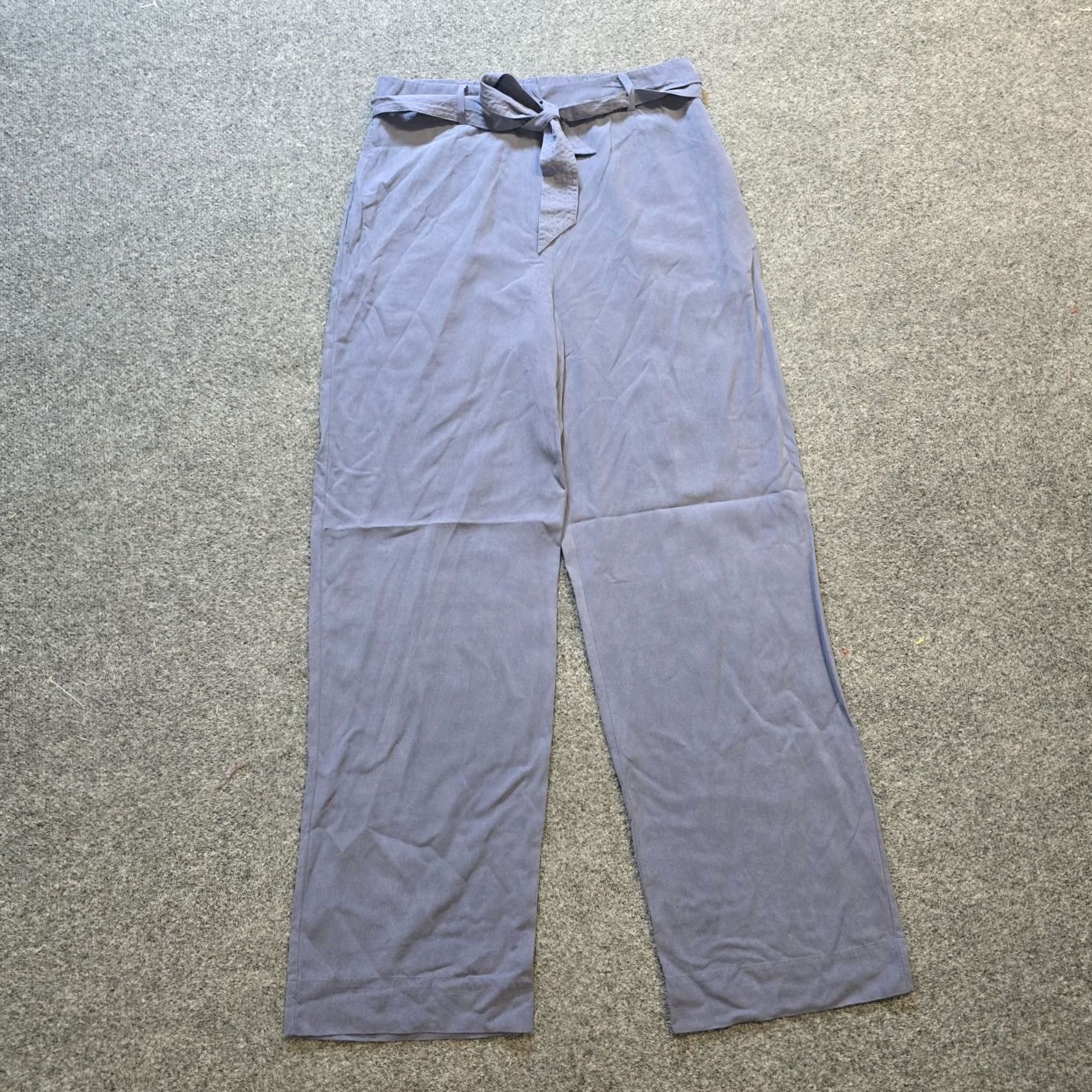 J. Jill J Jill Pants Women Size 6 Blue Silk Wide-Leg Belted Dress Pants Quiet Luxury Capsule Casual Business Travel Regular Women Size 28" / US 6 / IT 42 - 2 Thumbnail
