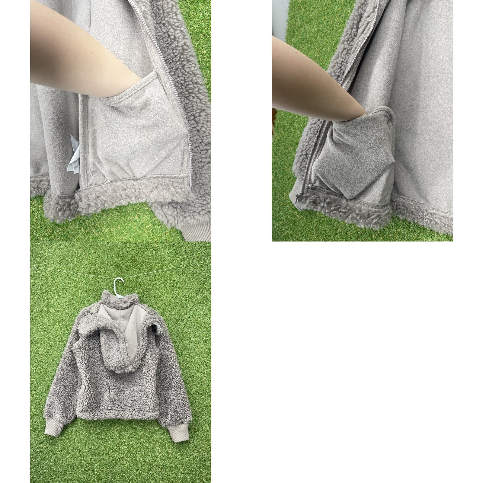 Abercrombie & Fitch VINTAGE Abercrombie & Fitch Jacket Womens Small Teddy Deep Pile Hoodie Full Zip Sherpa Gray 80s 90s College Preppy Size S / US 4 / IT 40 - 10 Thumbnail