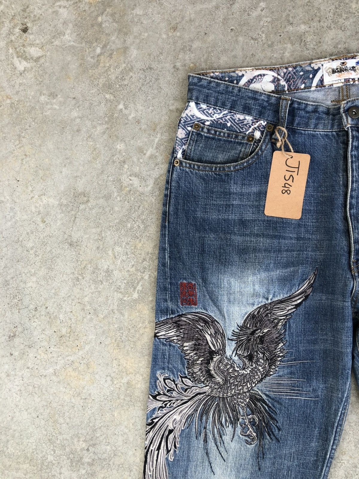 Karakuri Tamashii Karakuri Tamashii Embroidered Jeans Distressed Denim Size US 33 - 4 Thumbnail