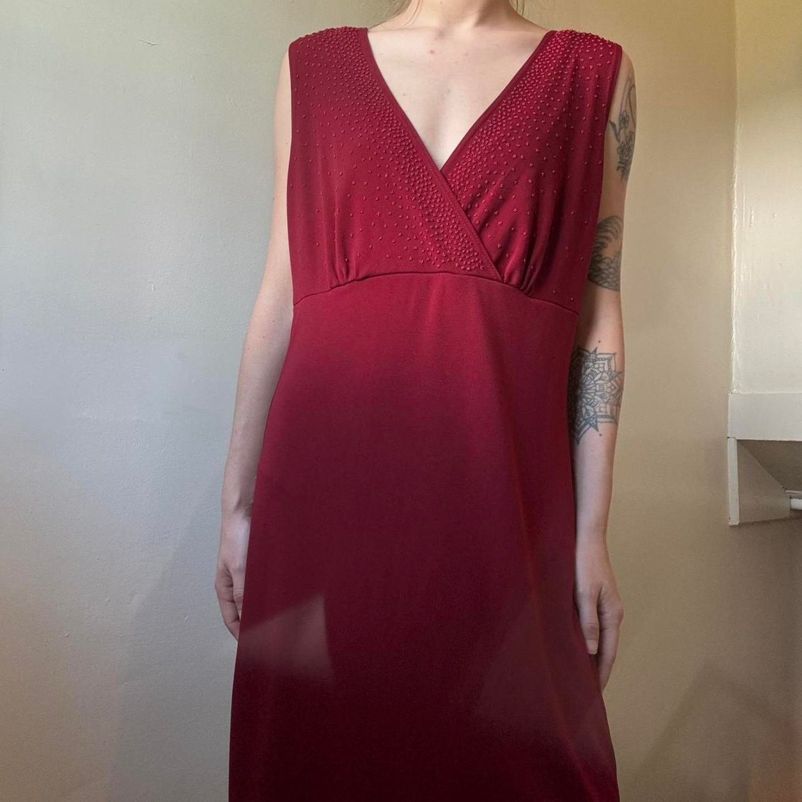 Vintage Vintage Fashion Bug Red Y2K Beaded Dress Medium Festive Size M / US 6-8 / IT 42-44 - 3 Thumbnail
