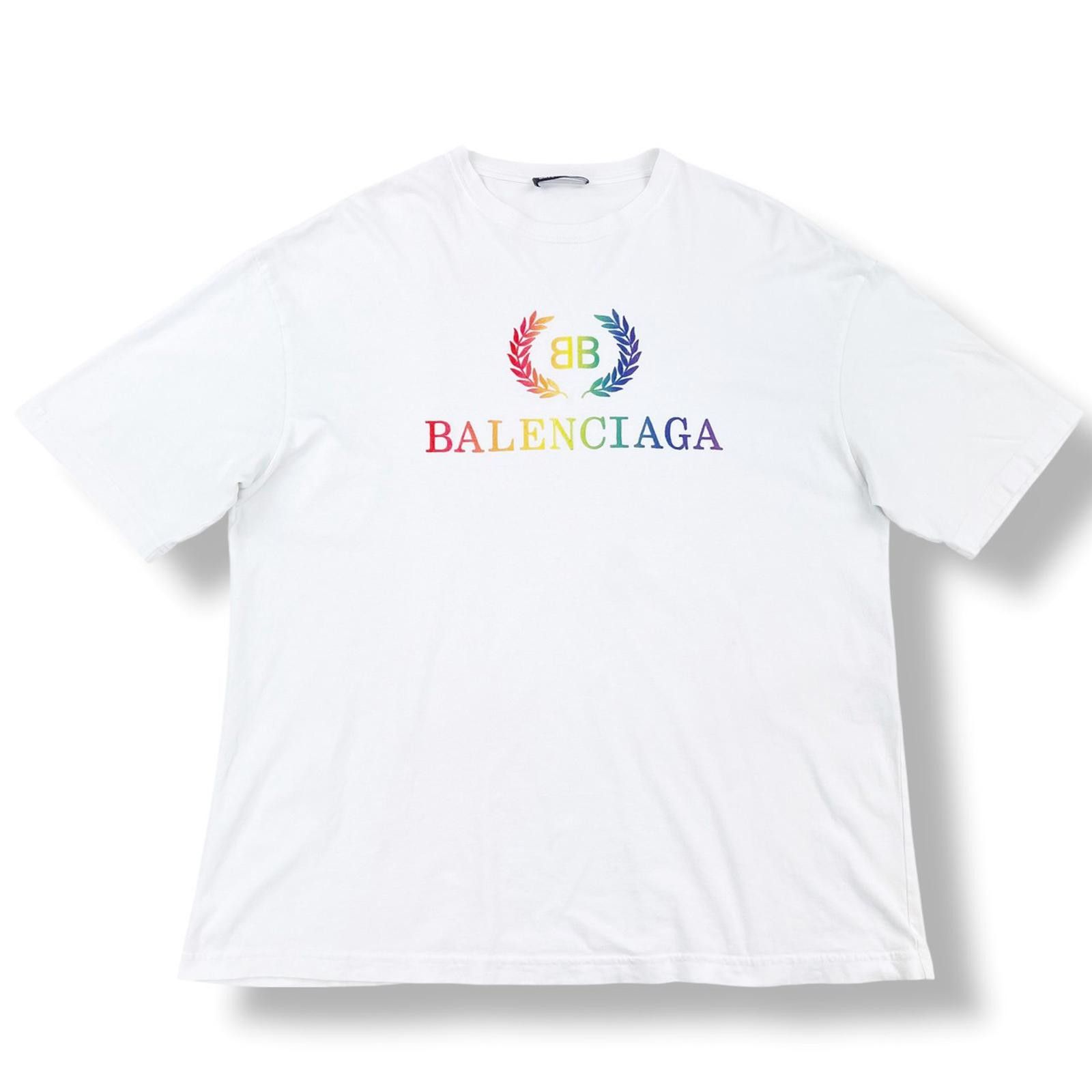 Balenciaga Balenciaga Rainbow Embroidered BB Crest White T Shirt Size US L / EU 52-54 / 3 - 2 Thumbnail